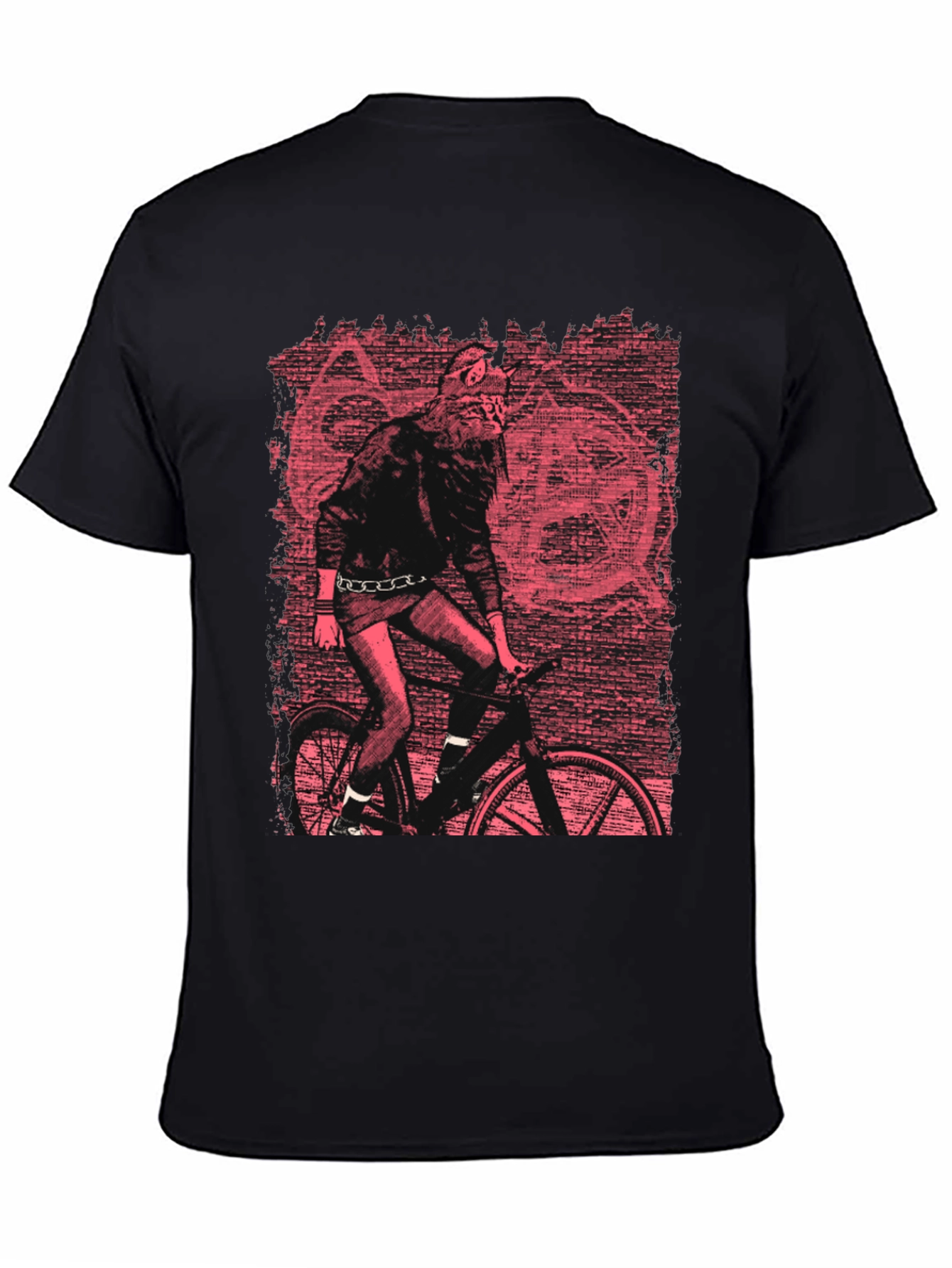 Wolf Biker Graphic T-Shirt - Black