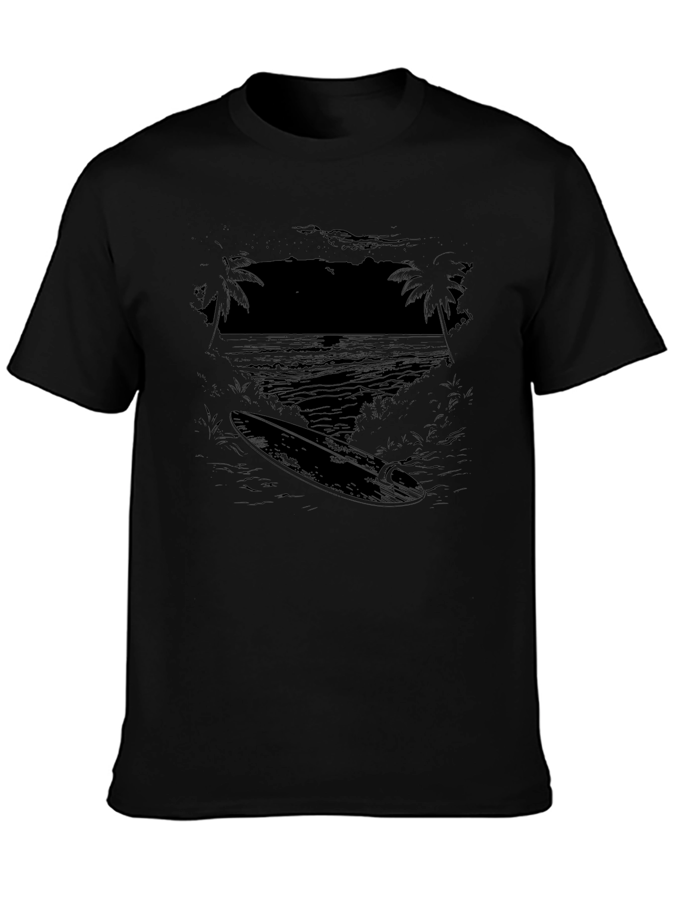 Surfboard Graphic Black T-Shirt
