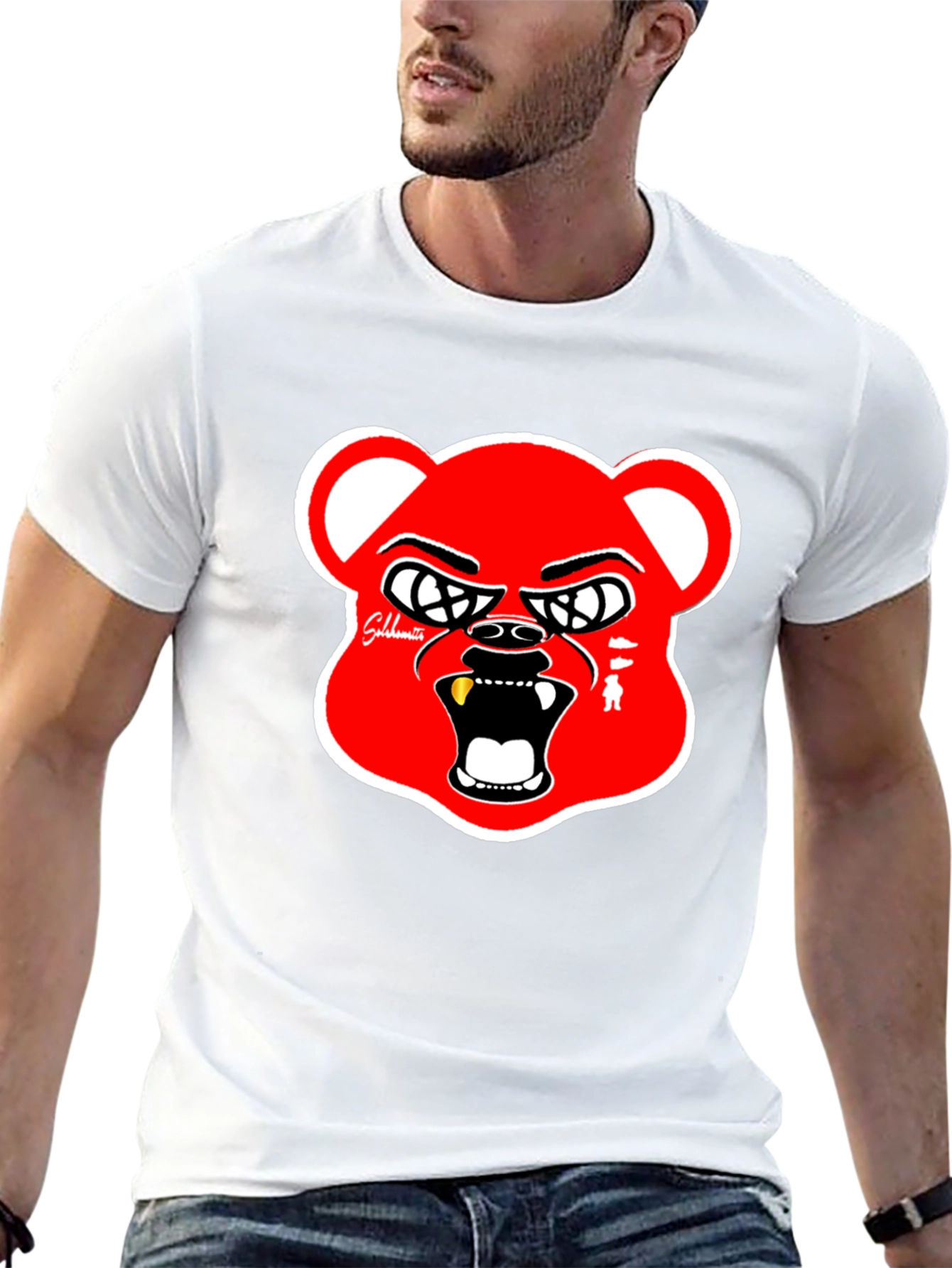 Red Bear Graphic Black T-Shirt