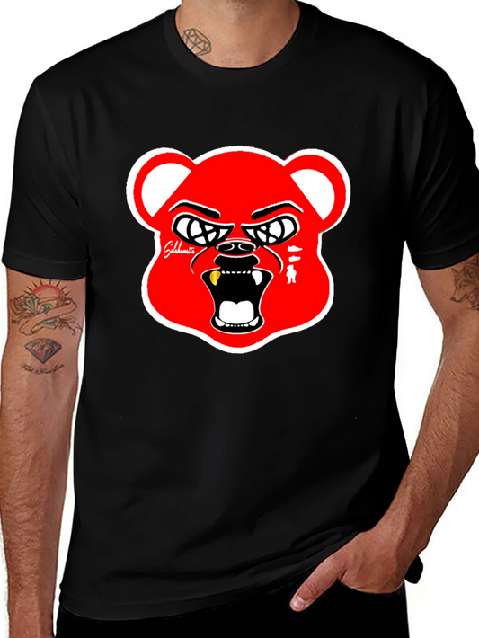 Red Bear Graphic Black T-Shirt