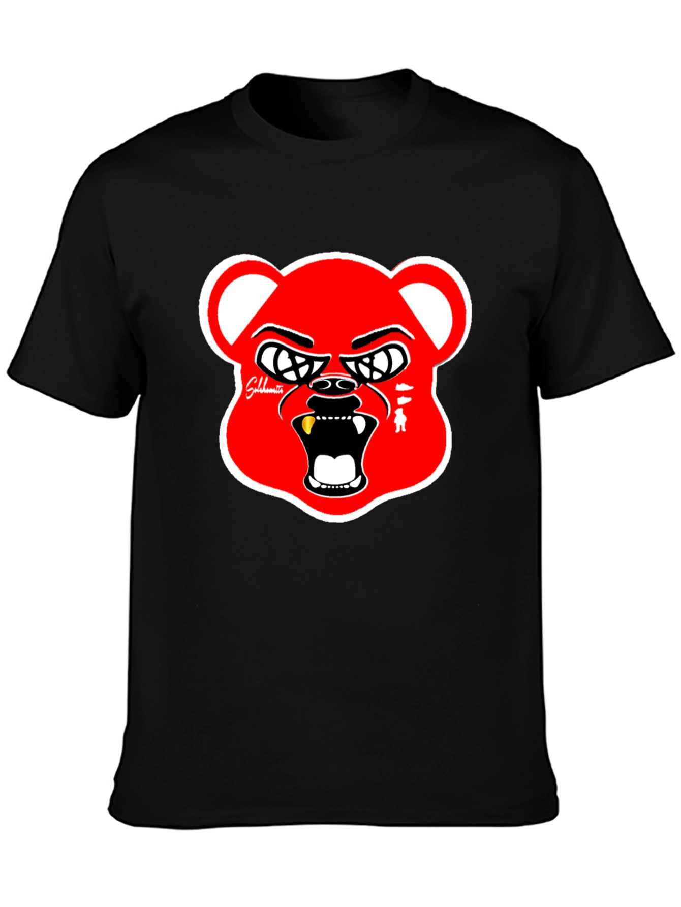 Red Bear Graphic Black T-Shirt