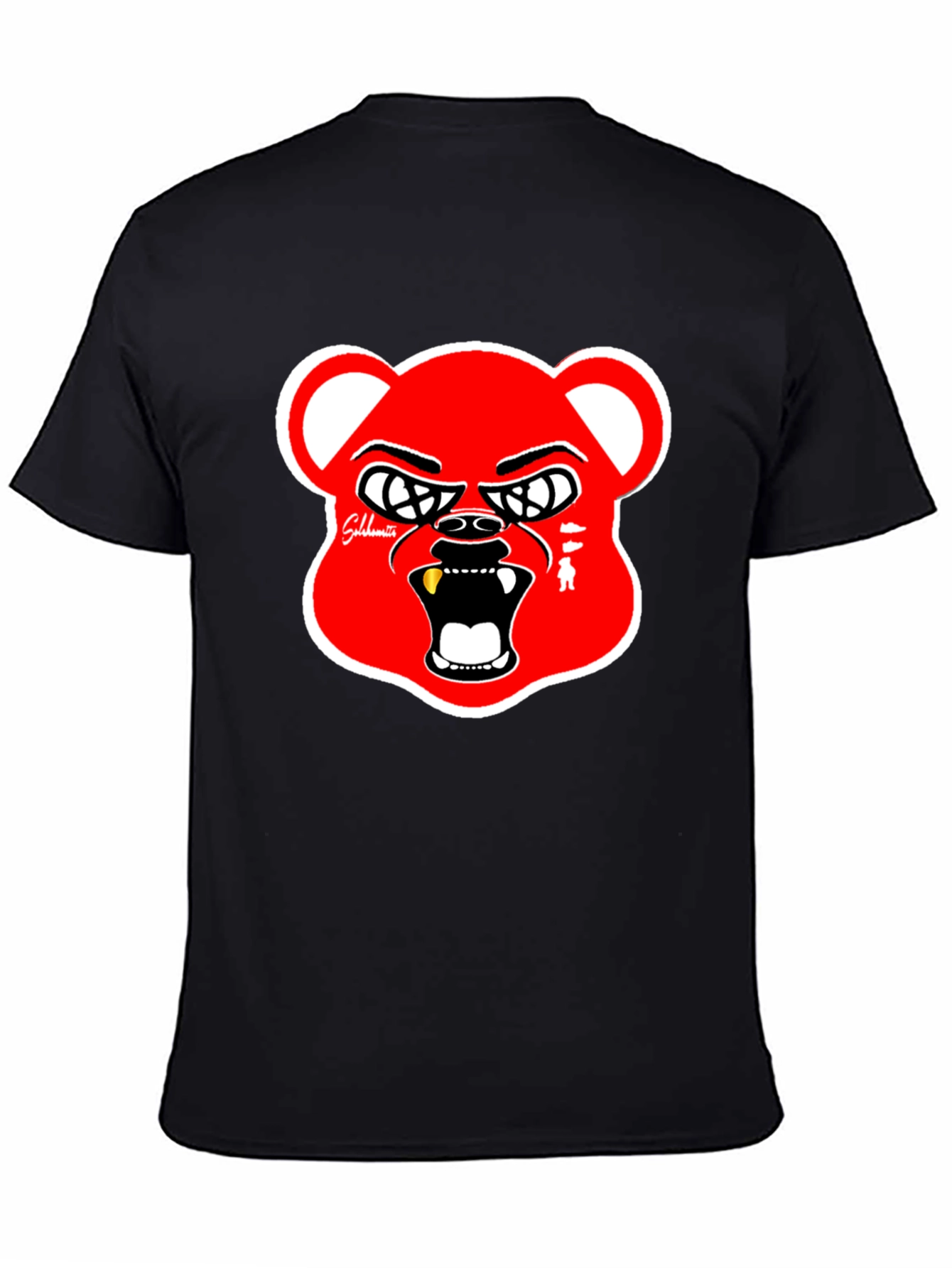 Red Bear Graphic Black T-Shirt