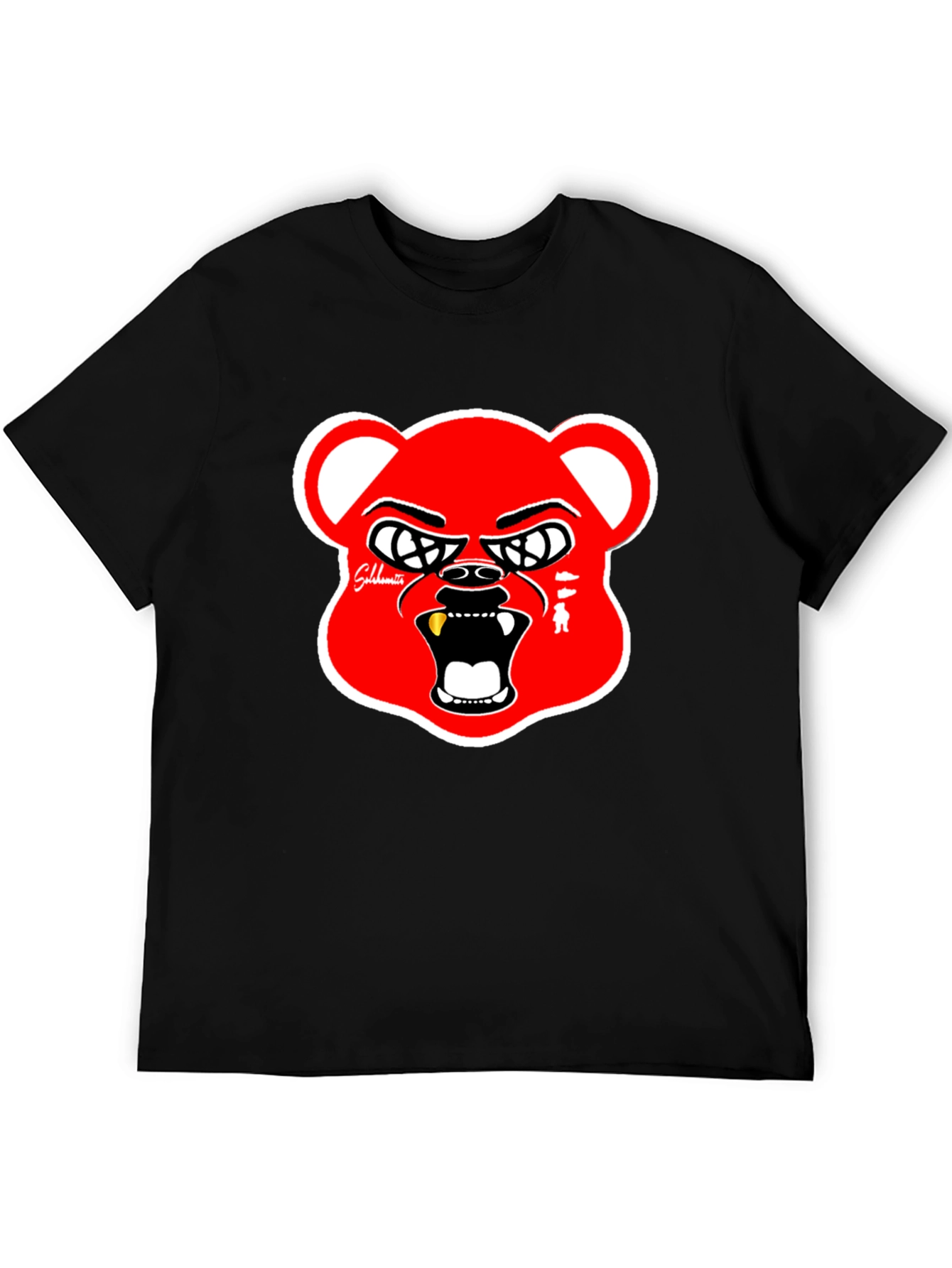 Red Bear Graphic Black T-Shirt