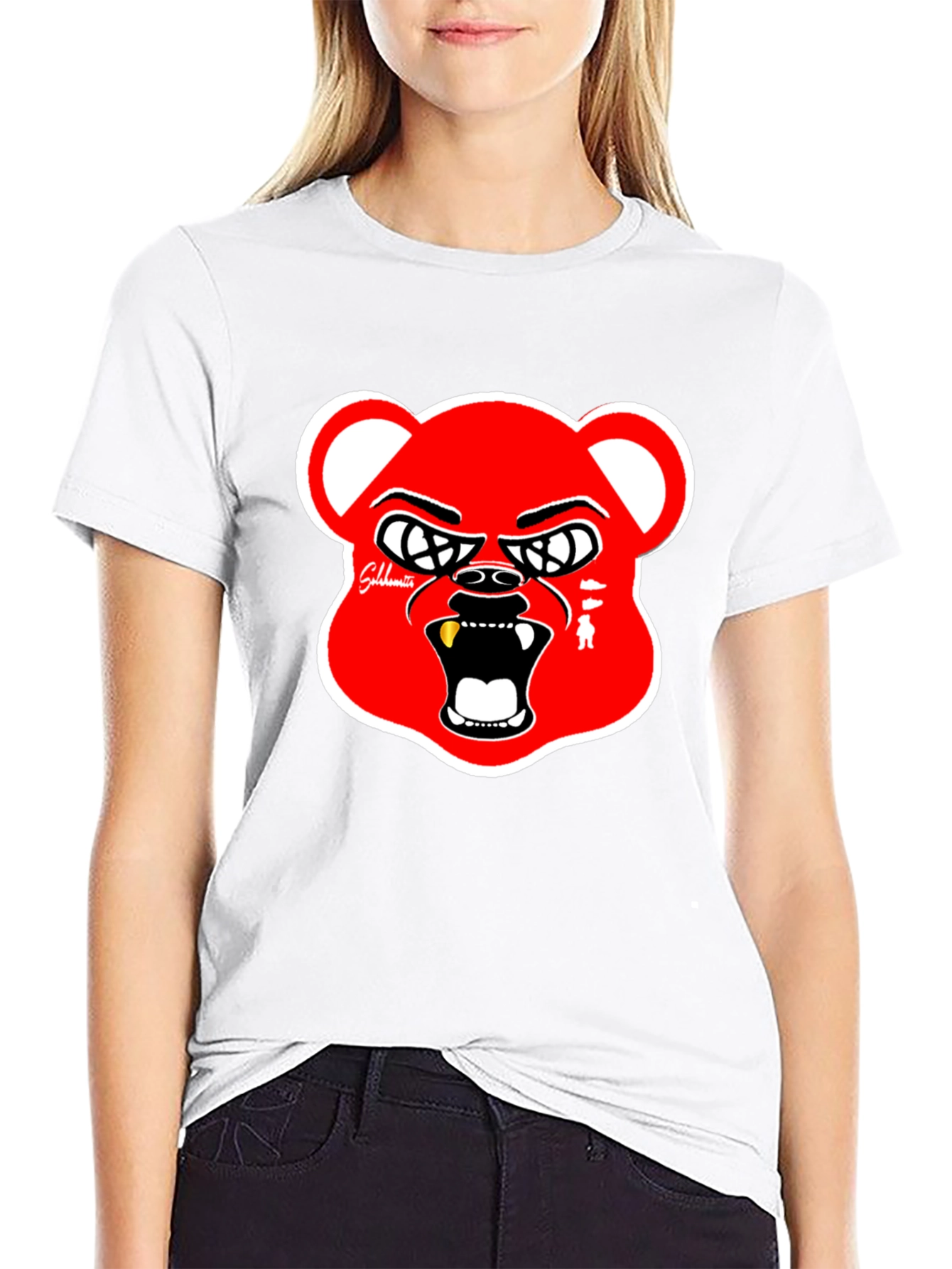 Red Bear Graphic Black T-Shirt