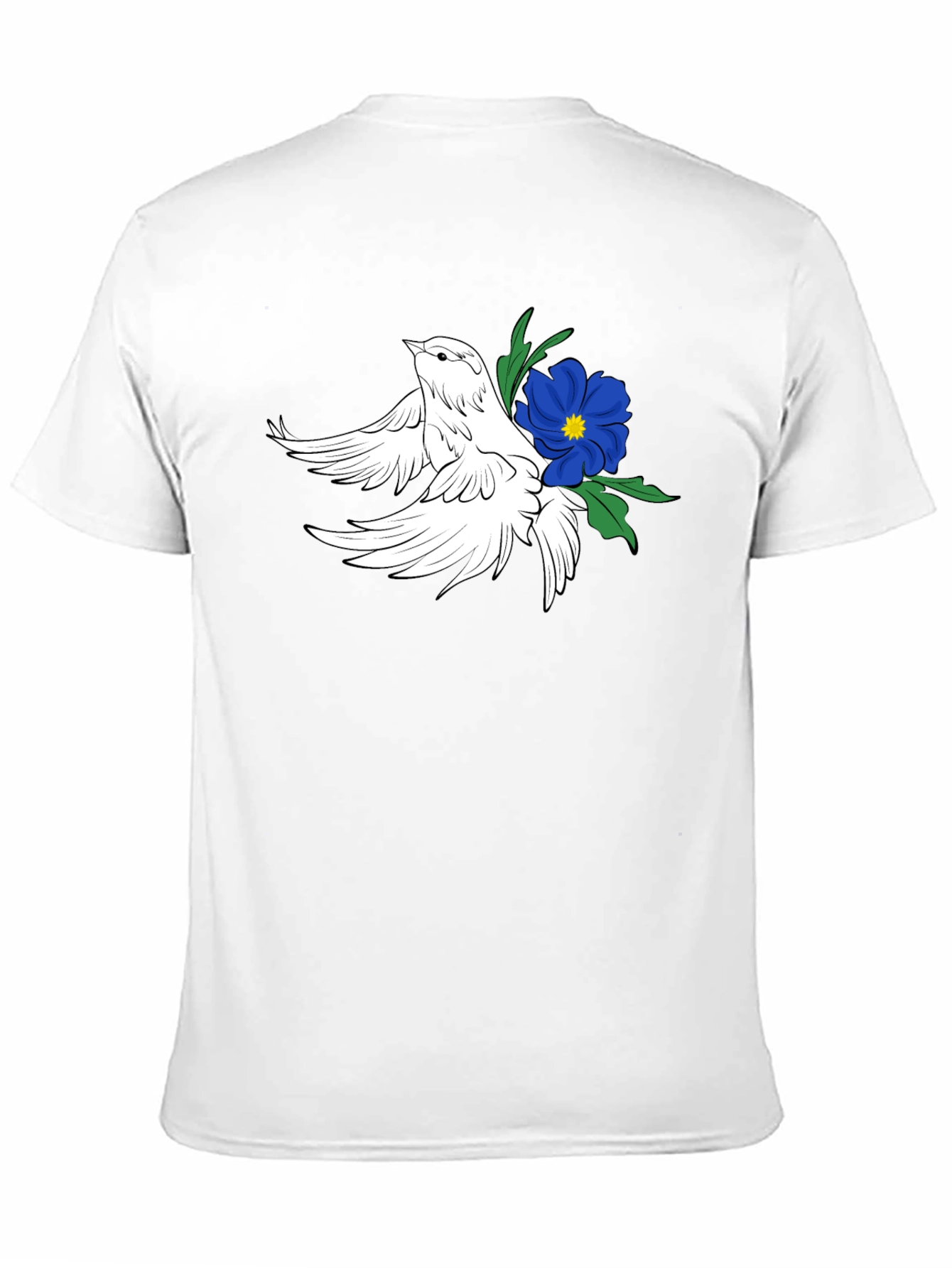 Dove & Flower Graphic Black T-Shirt