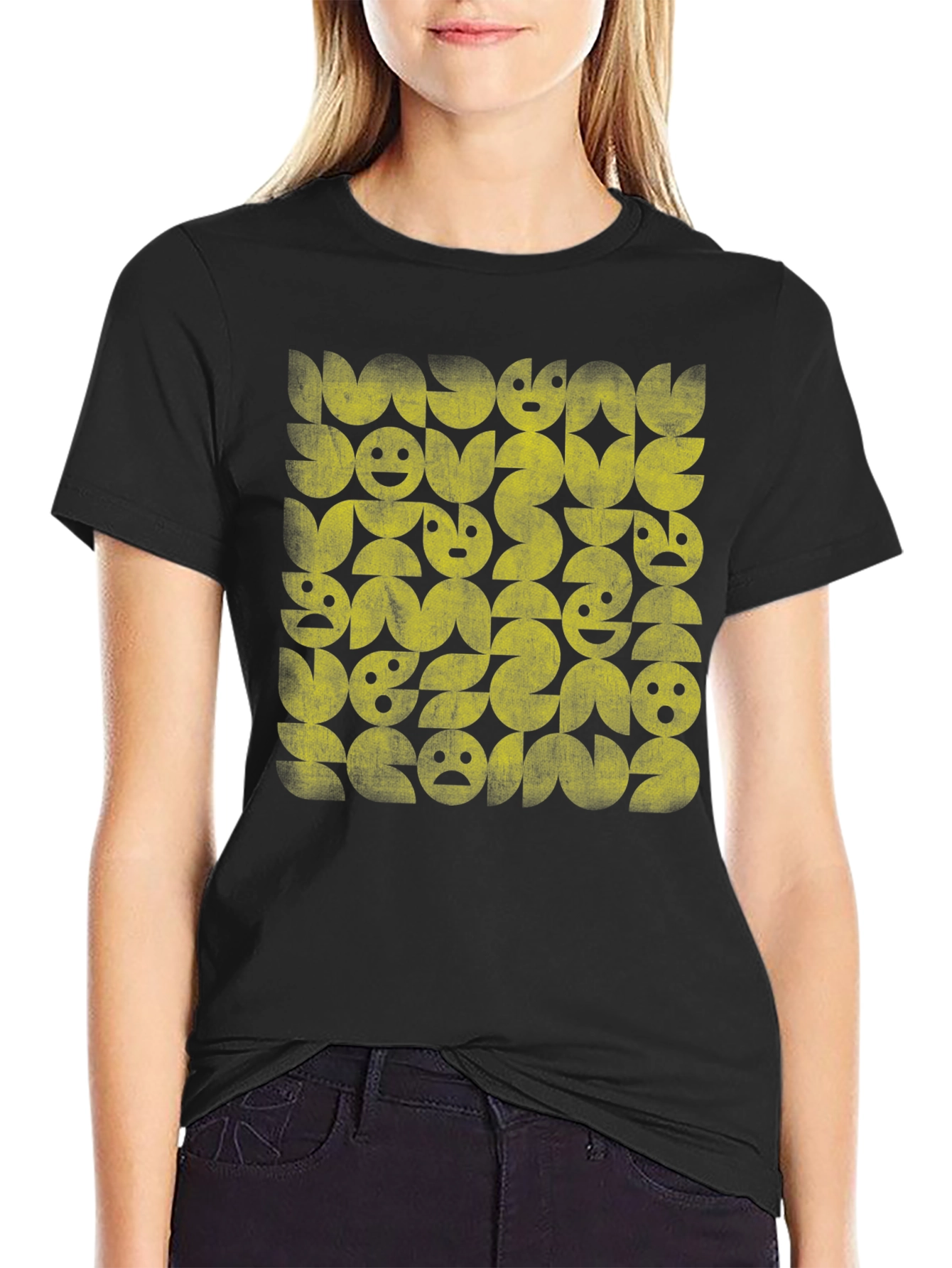 Retro Graphic Print Black T-Shirt