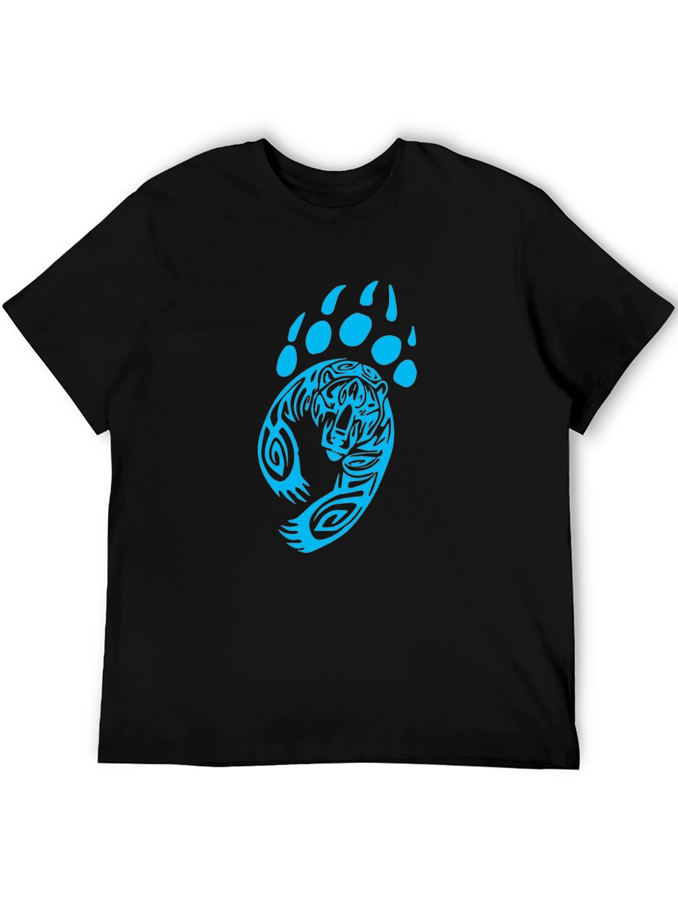 Tiger Paw Print Graphic Black T-Shirt