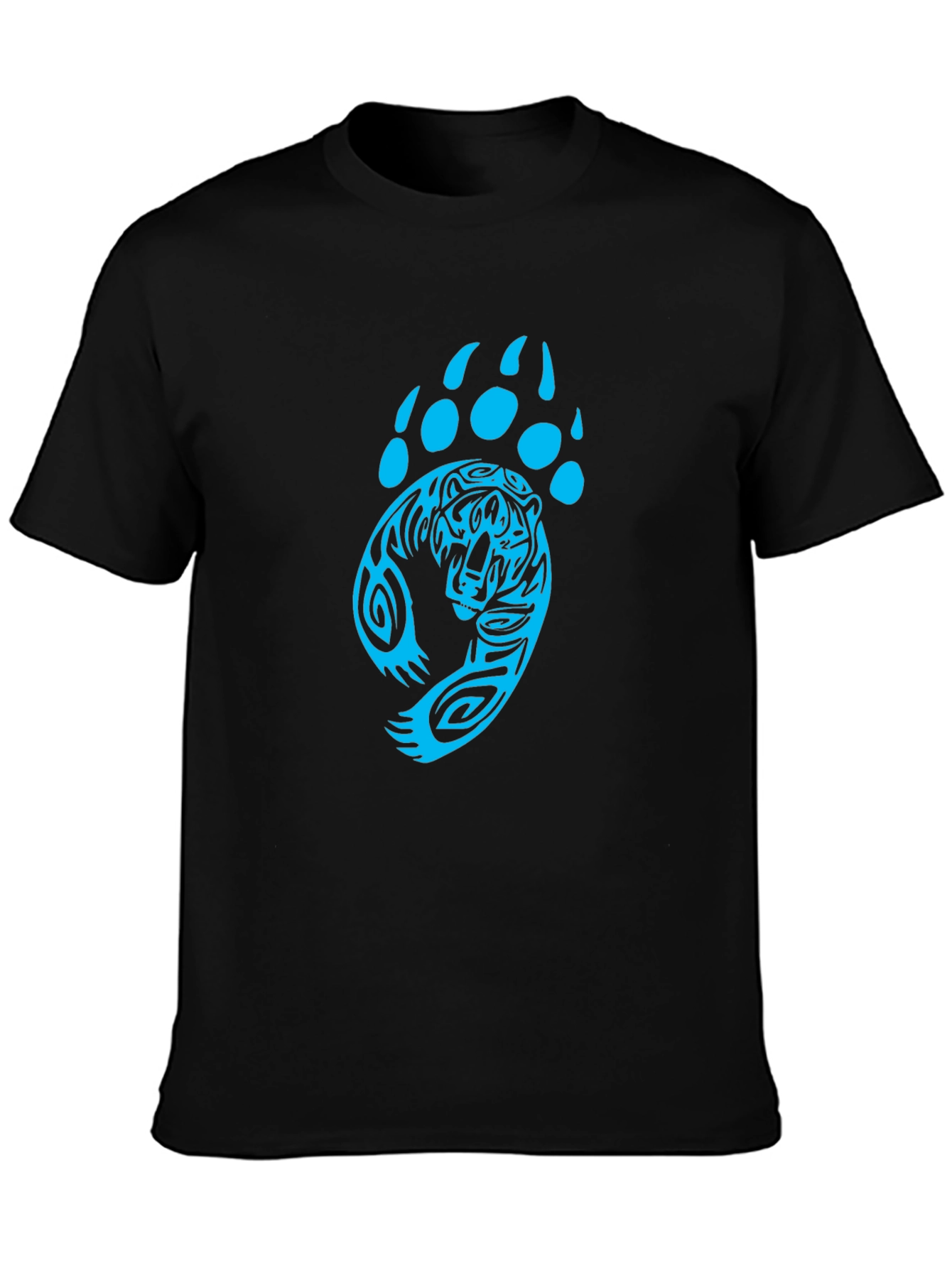 Tiger Paw Print Graphic Black T-Shirt