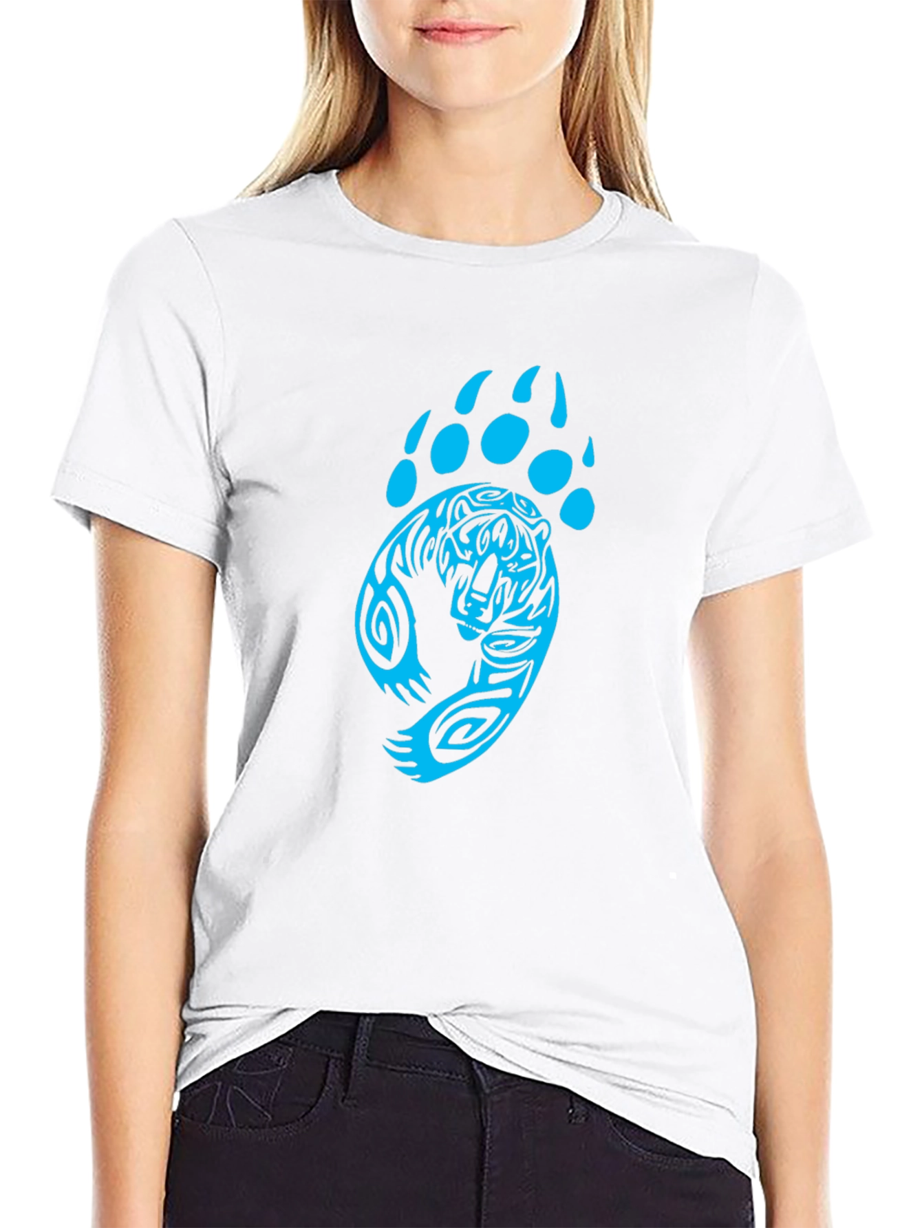 Tiger Paw Print Graphic Black T-Shirt
