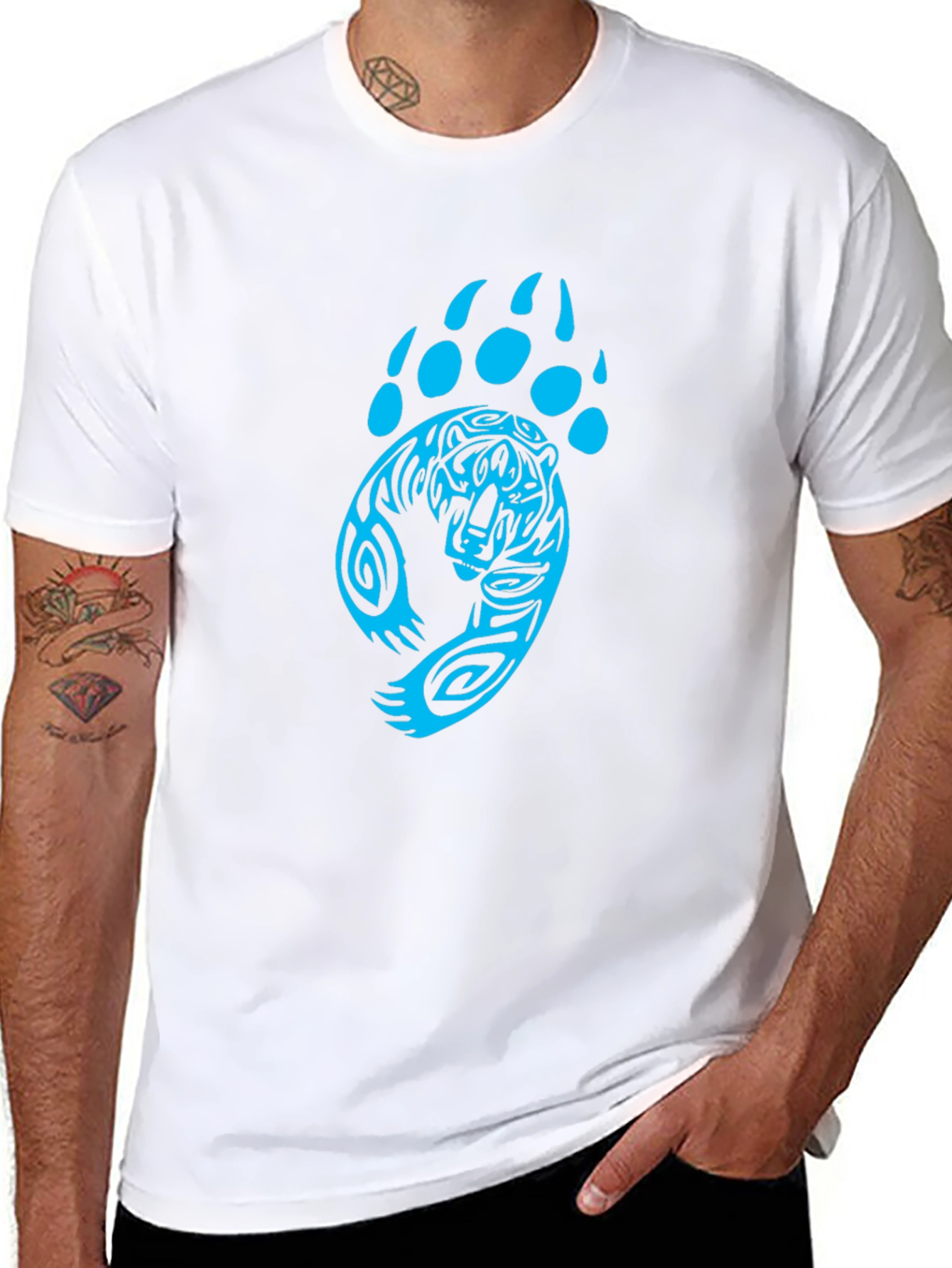 Tiger Paw Print Graphic Black T-Shirt