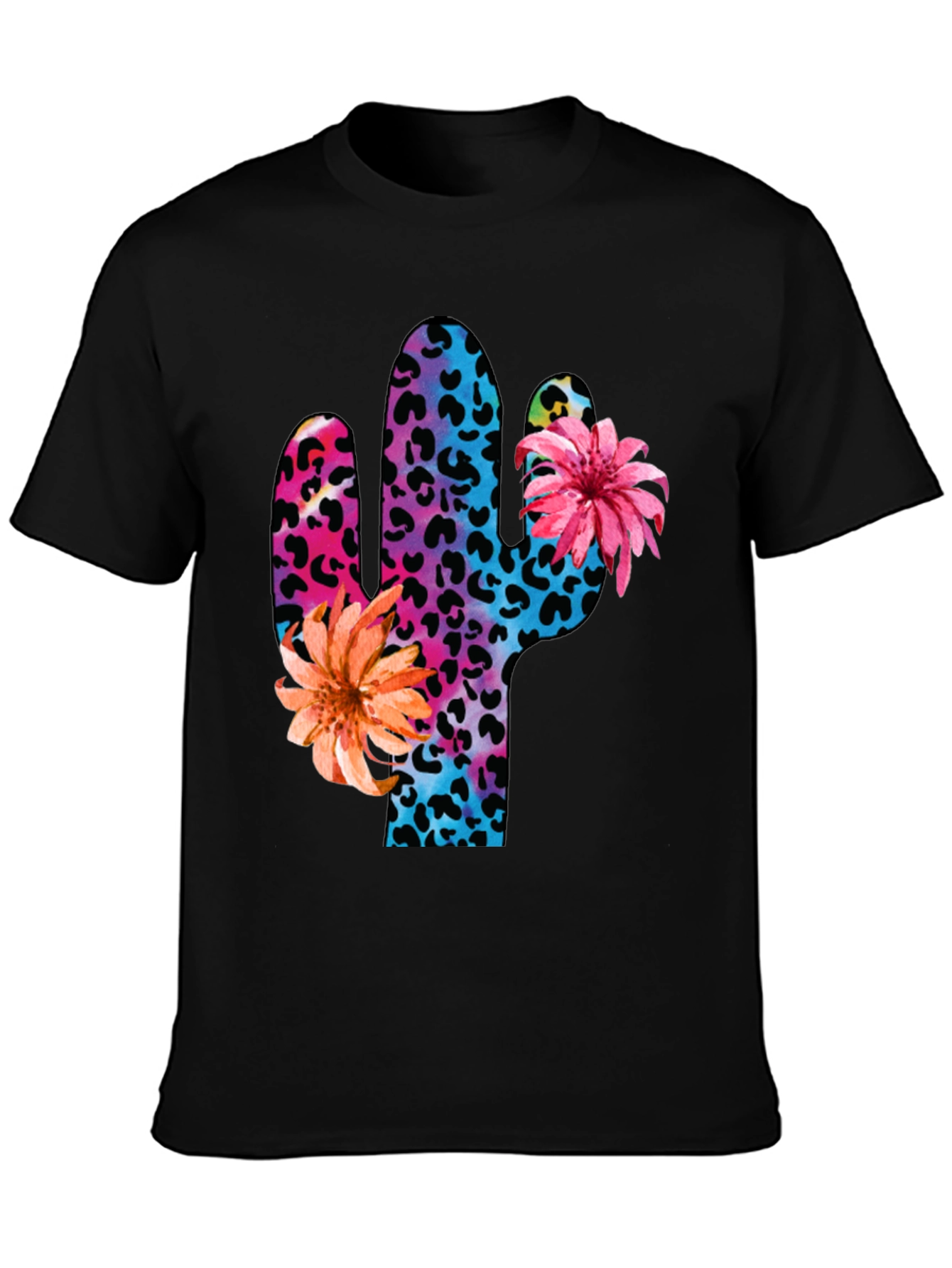 Mens Cactus Flower Print Crewneck T-Shirt