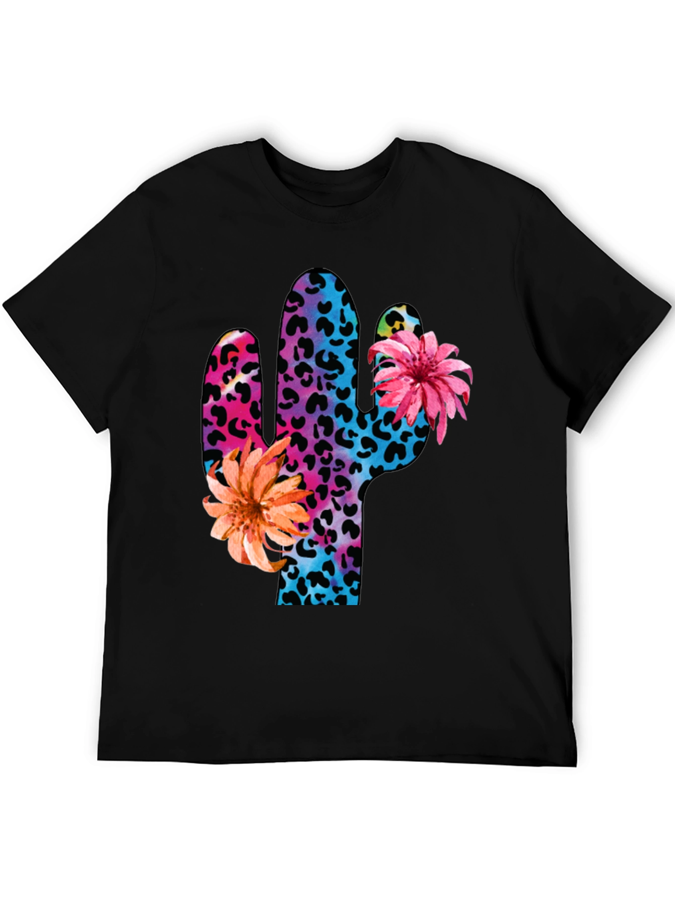 Mens Cactus Flower Print Crewneck T-Shirt