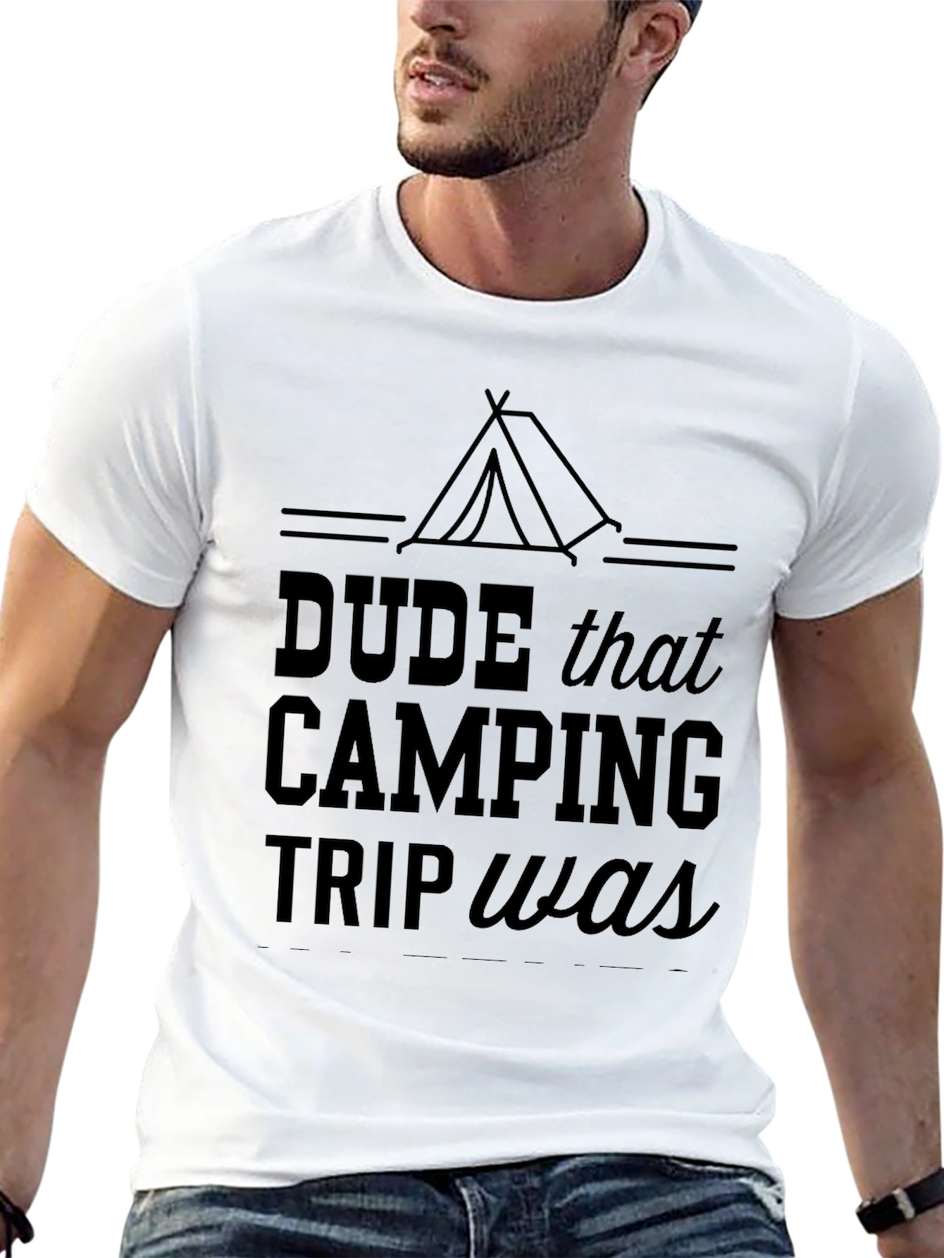 Dude Camping Trip Black Graphic T-Shirt