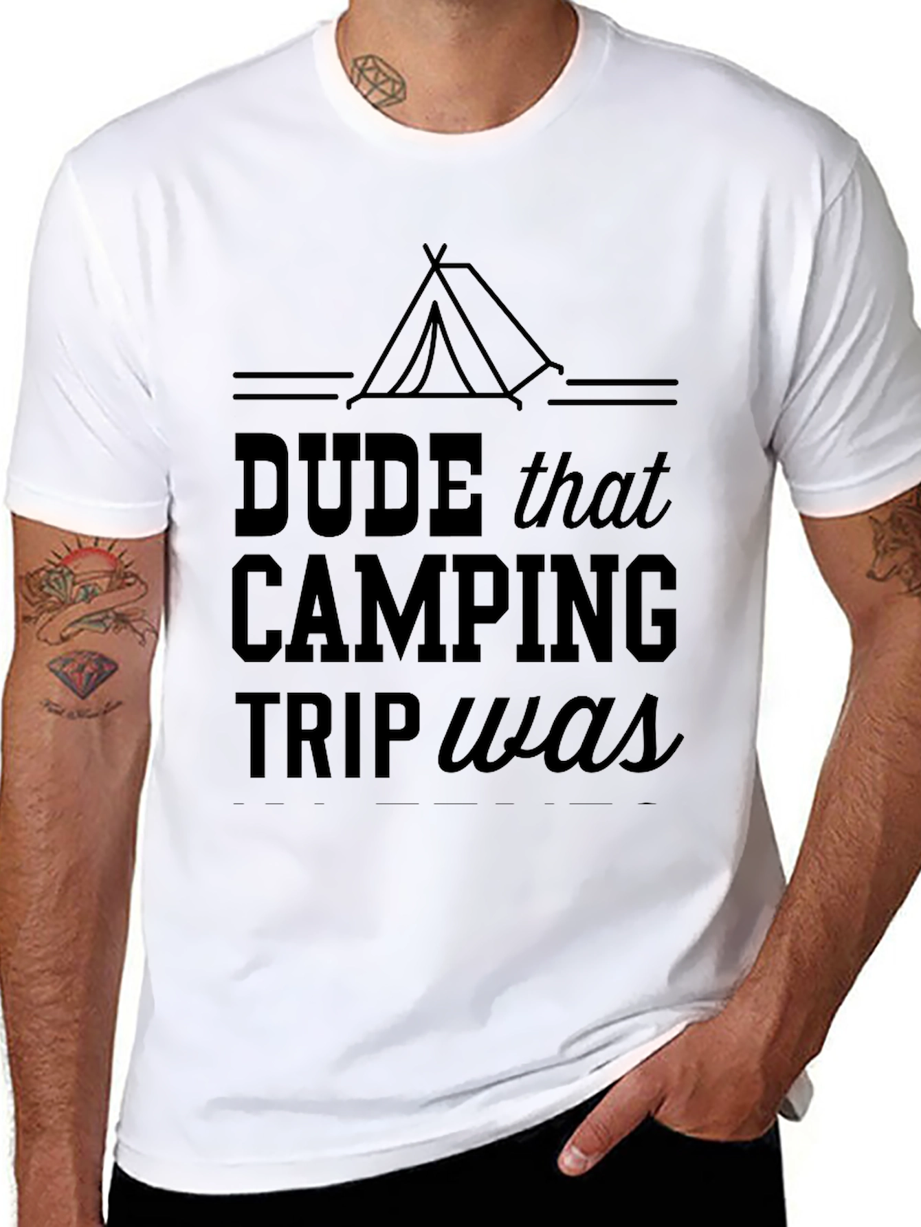 Dude Camping Trip Black Graphic T-Shirt
