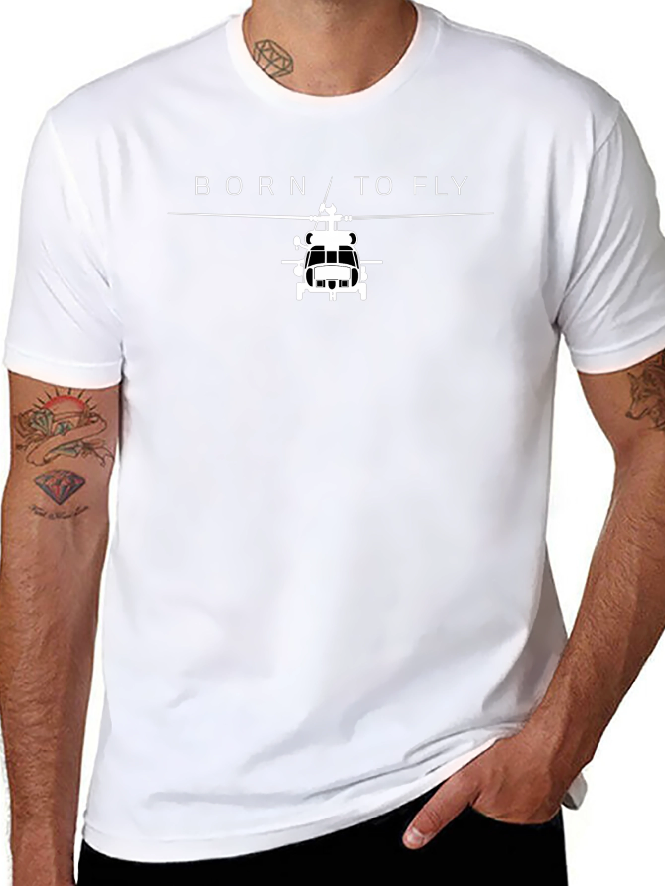 Born to Fly Helicopter Graphic Tee - Black