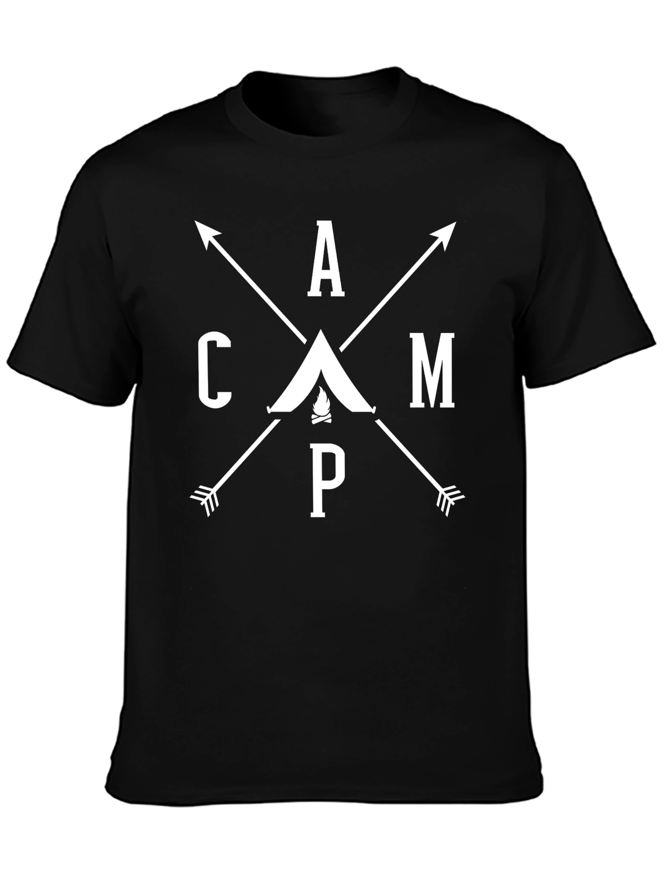 Camping Graphic Tee - Black Cotton Blend T-Shirt