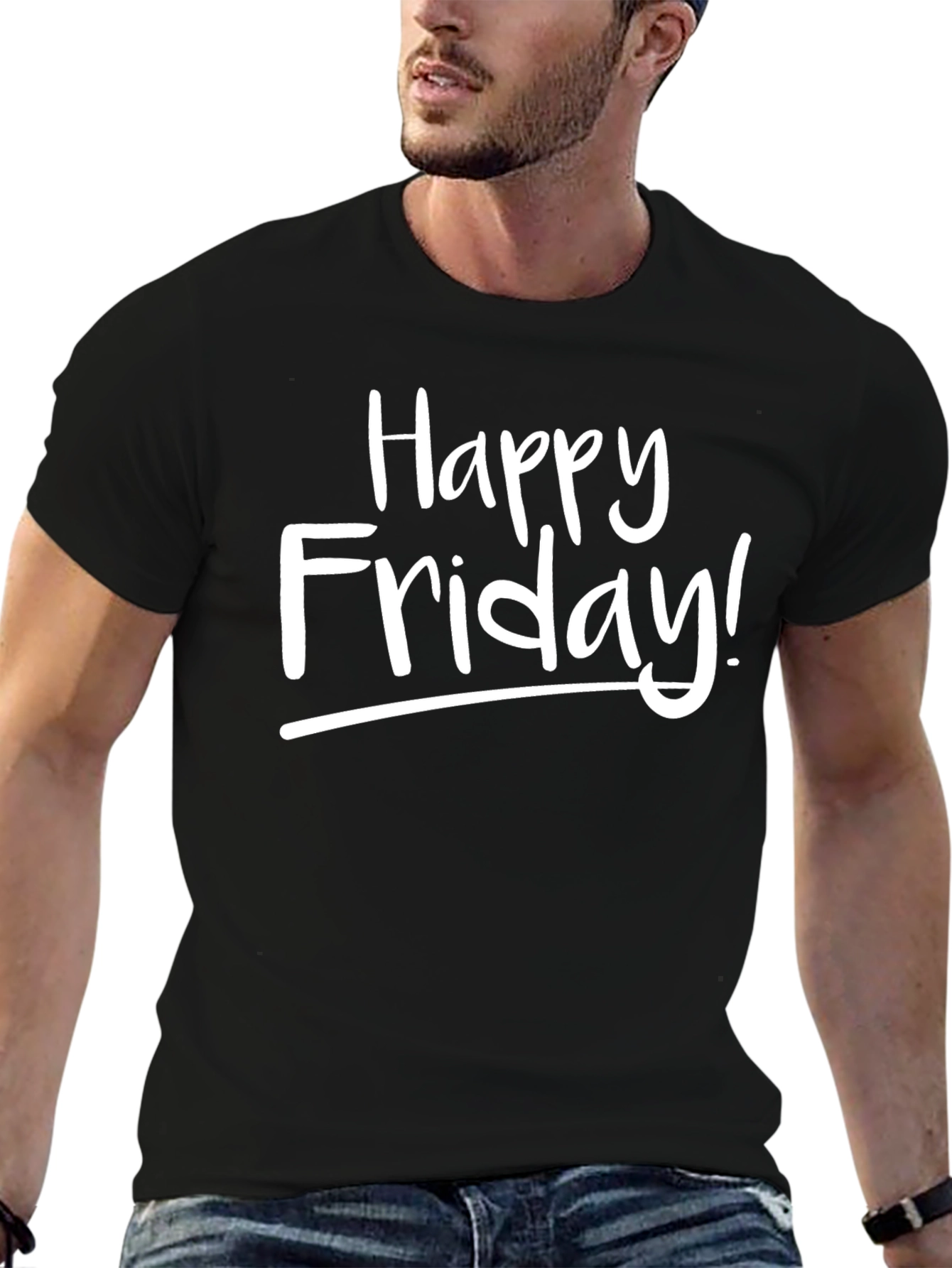 Happy Friday! Graphic Tee - Stylish Black T-Shirt