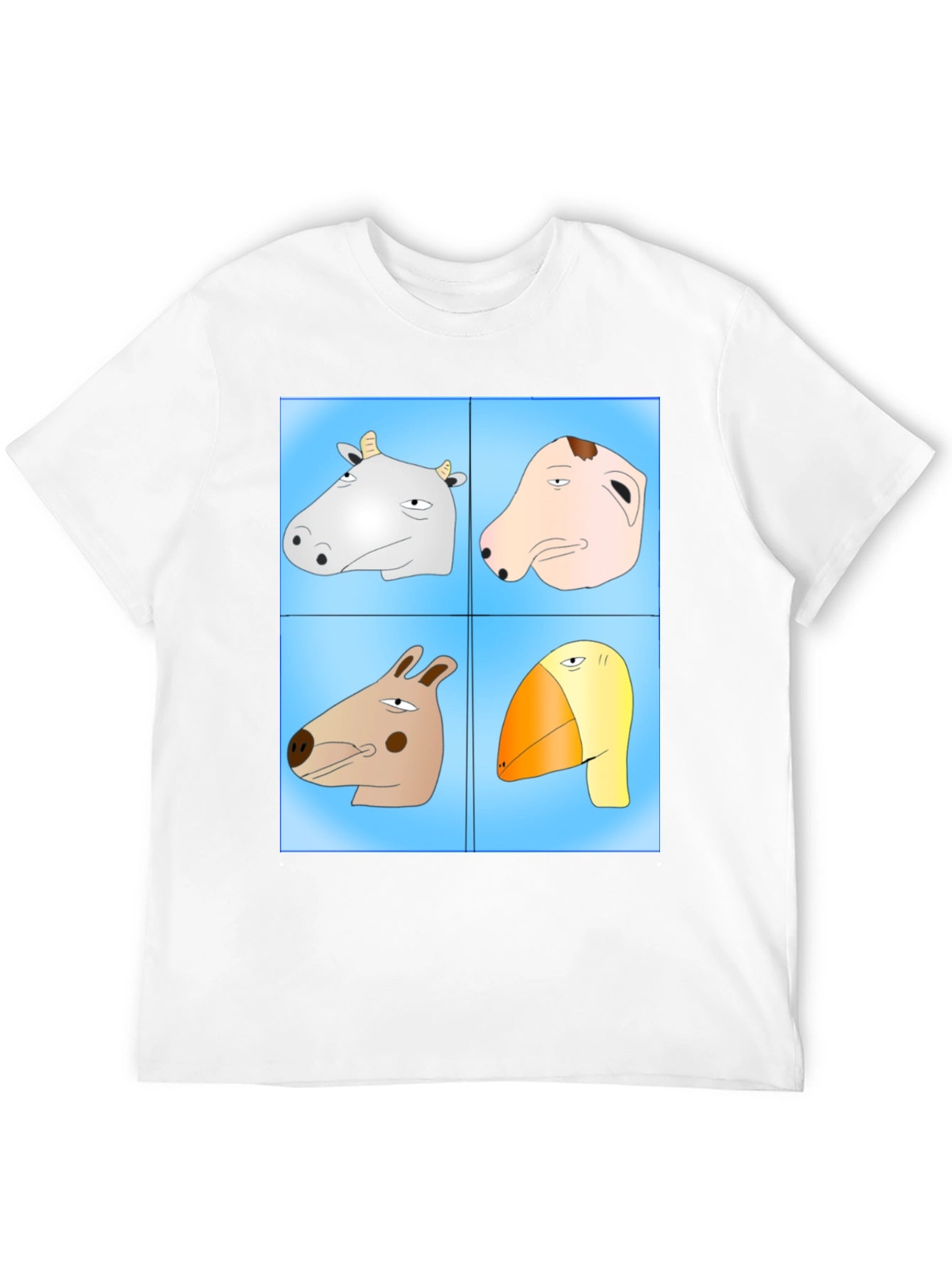 Funny Animal Faces T-Shirt - Cartoon Heads Tee