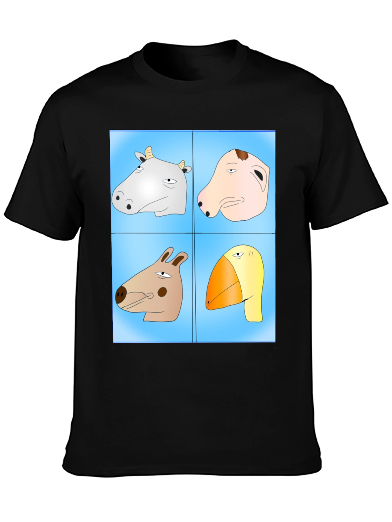 Funny Animal Faces T-Shirt - Cartoon Heads Tee