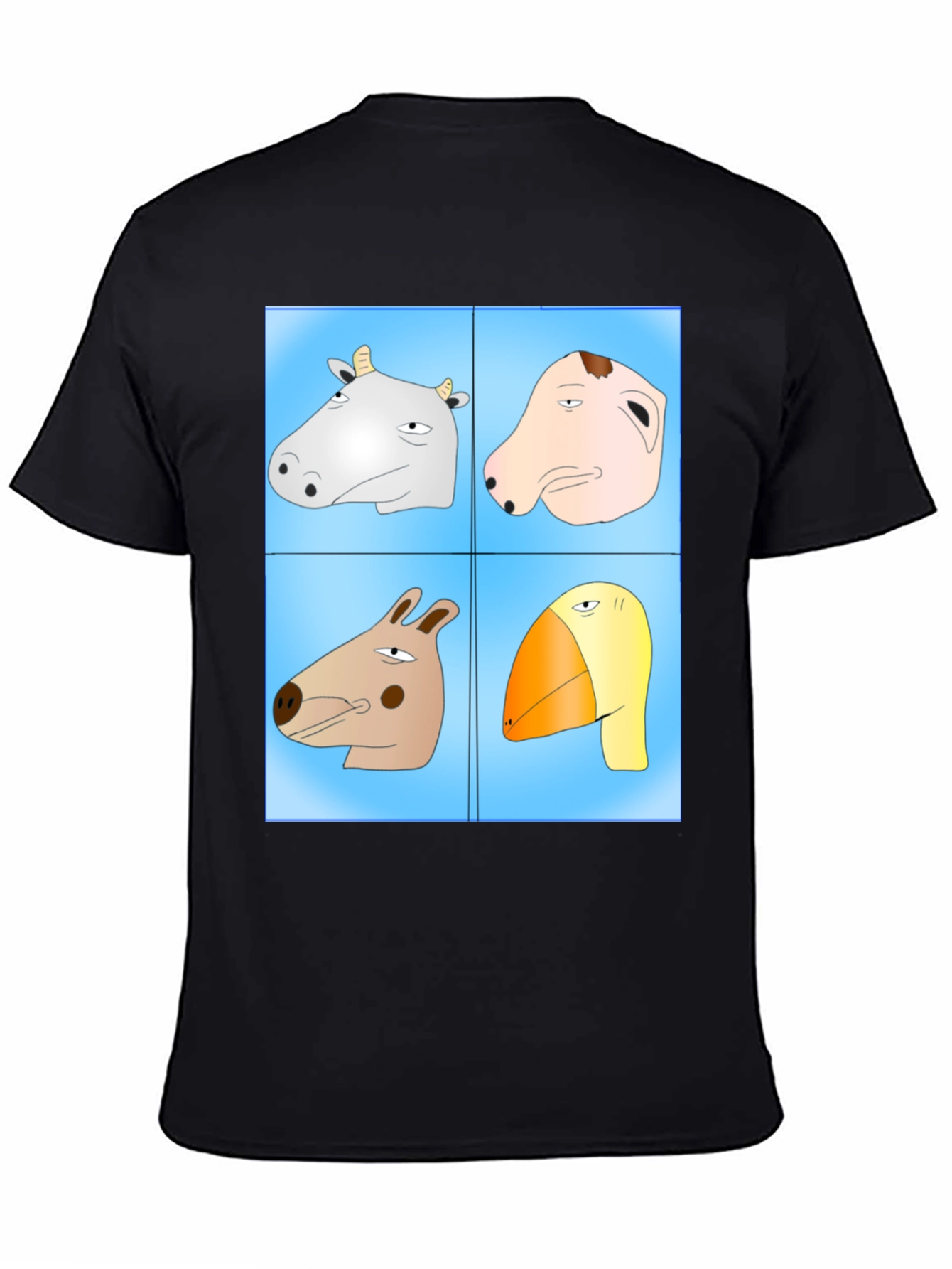 Funny Animal Faces T-Shirt - Cartoon Heads Tee