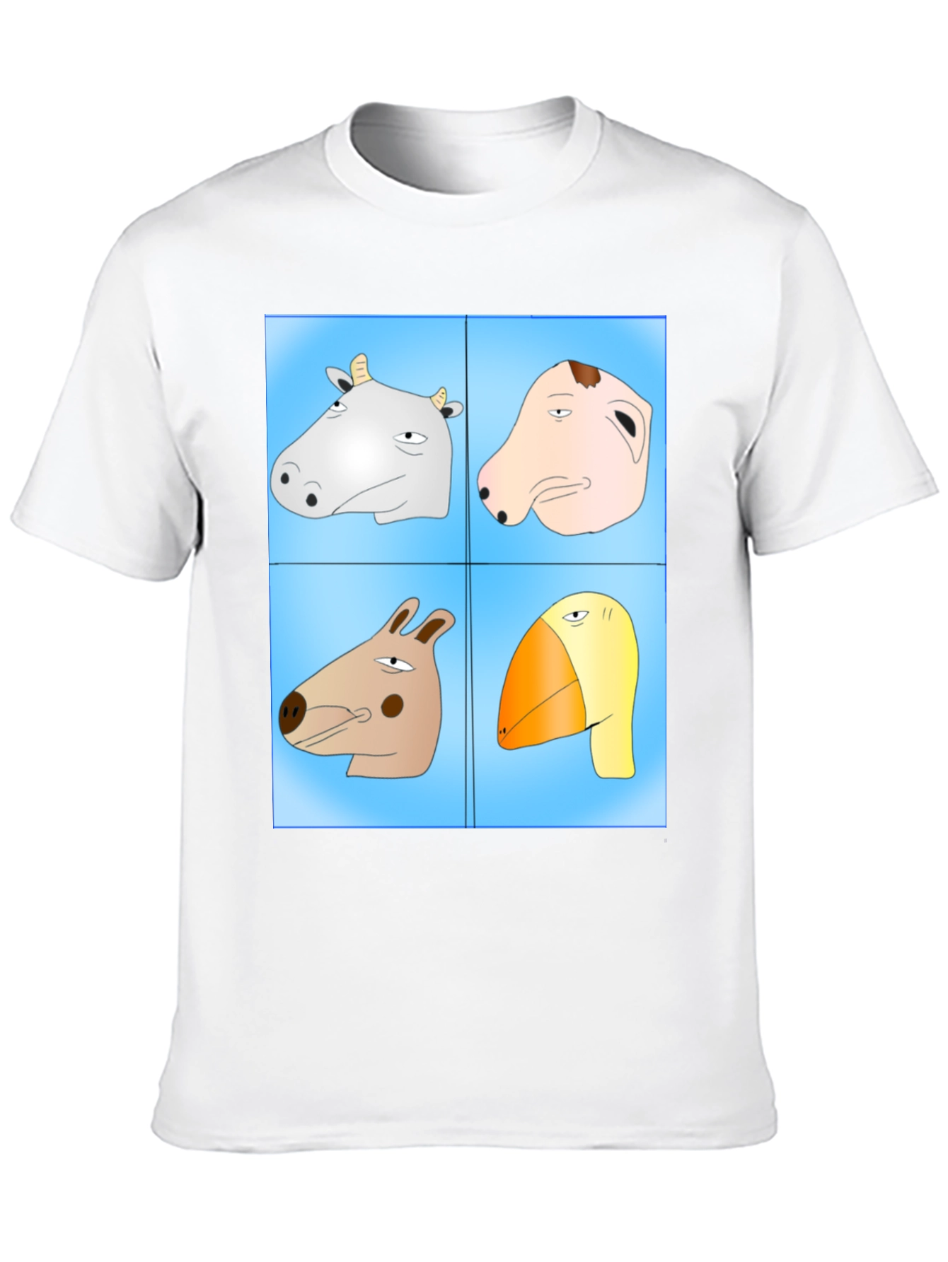 Funny Animal Faces T-Shirt - Cartoon Heads Tee