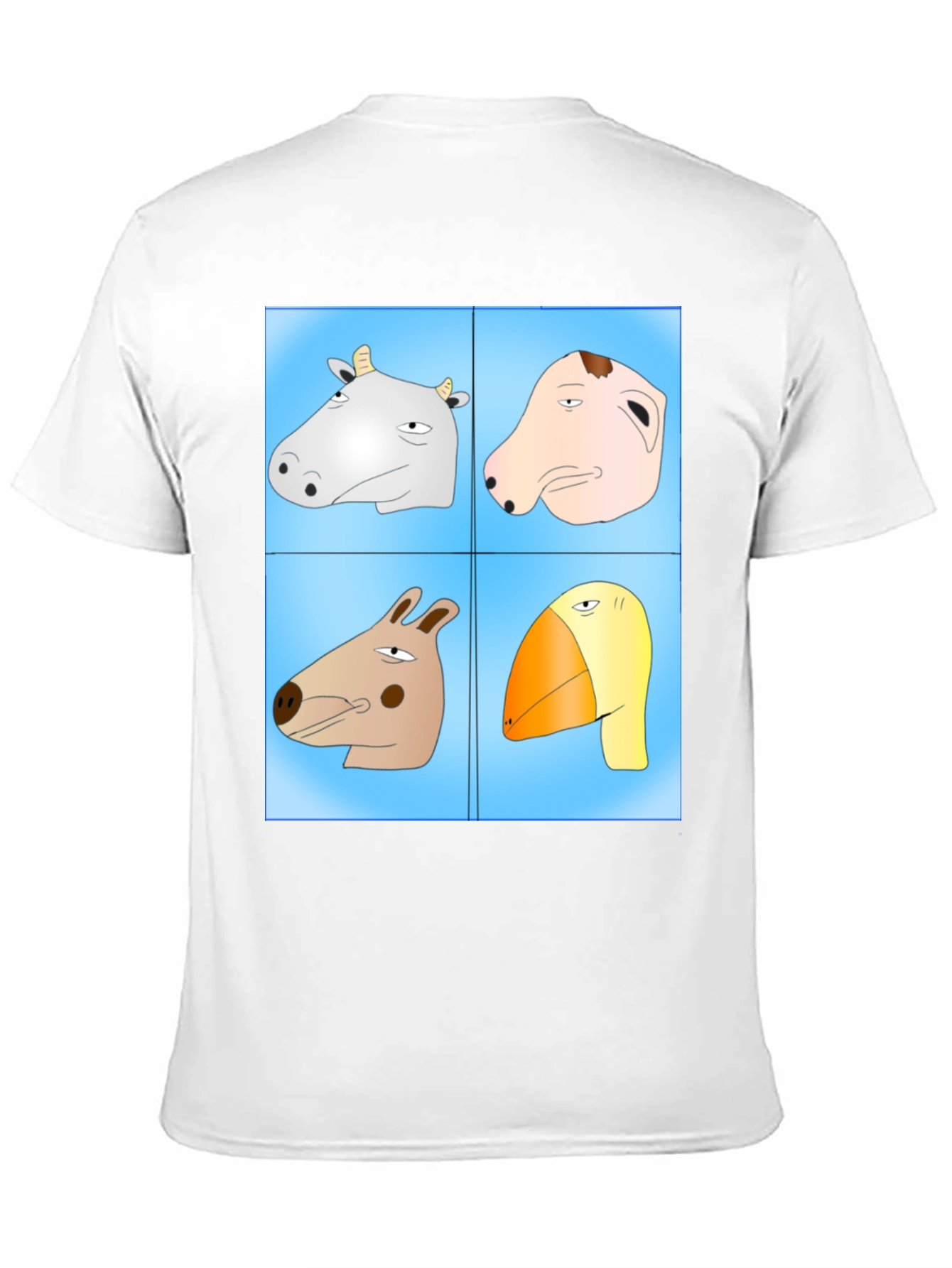 Funny Animal Faces T-Shirt - Cartoon Heads Tee