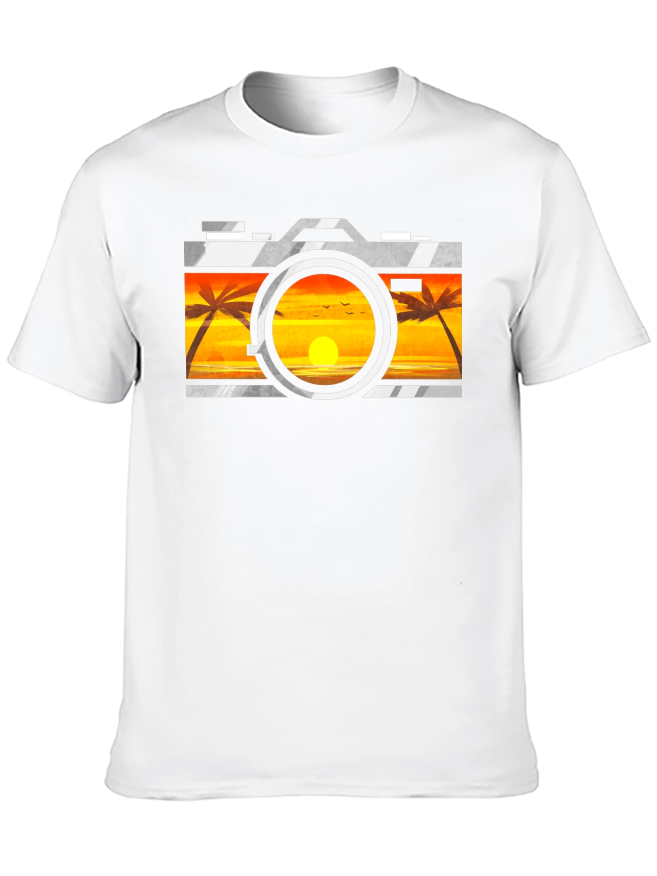 Sunset Camera Graphic Tee - Black Cotton T-Shirt