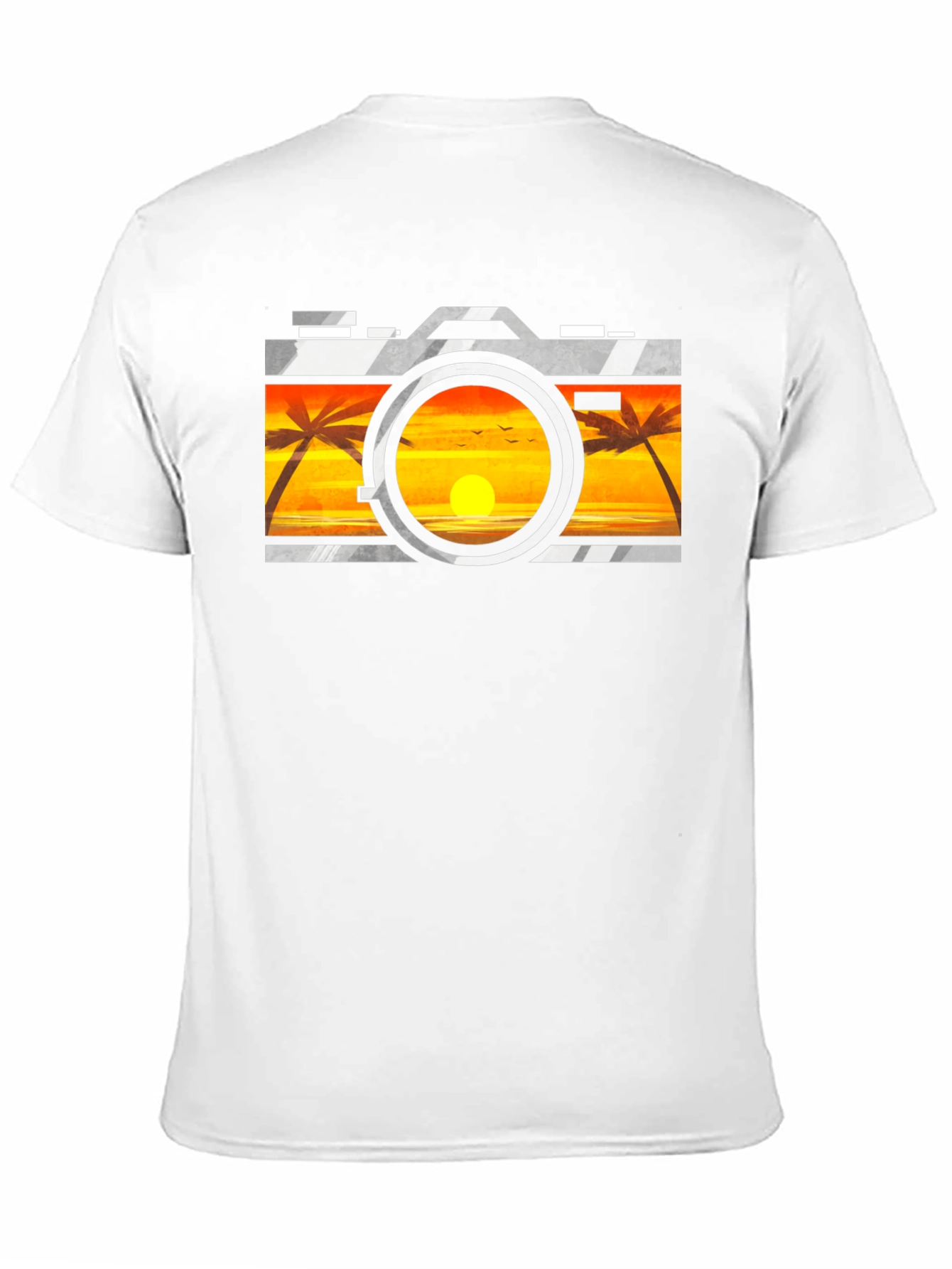 Sunset Camera Graphic Tee - Black Cotton T-Shirt