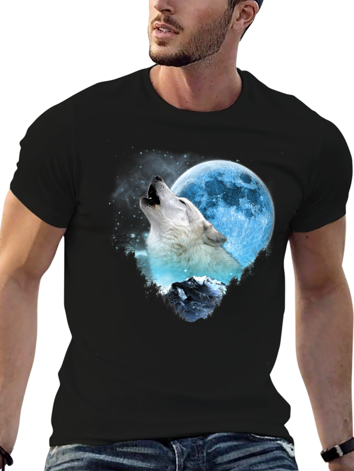 Wolf Moon Graphic Tee - Mens Black T-Shirt