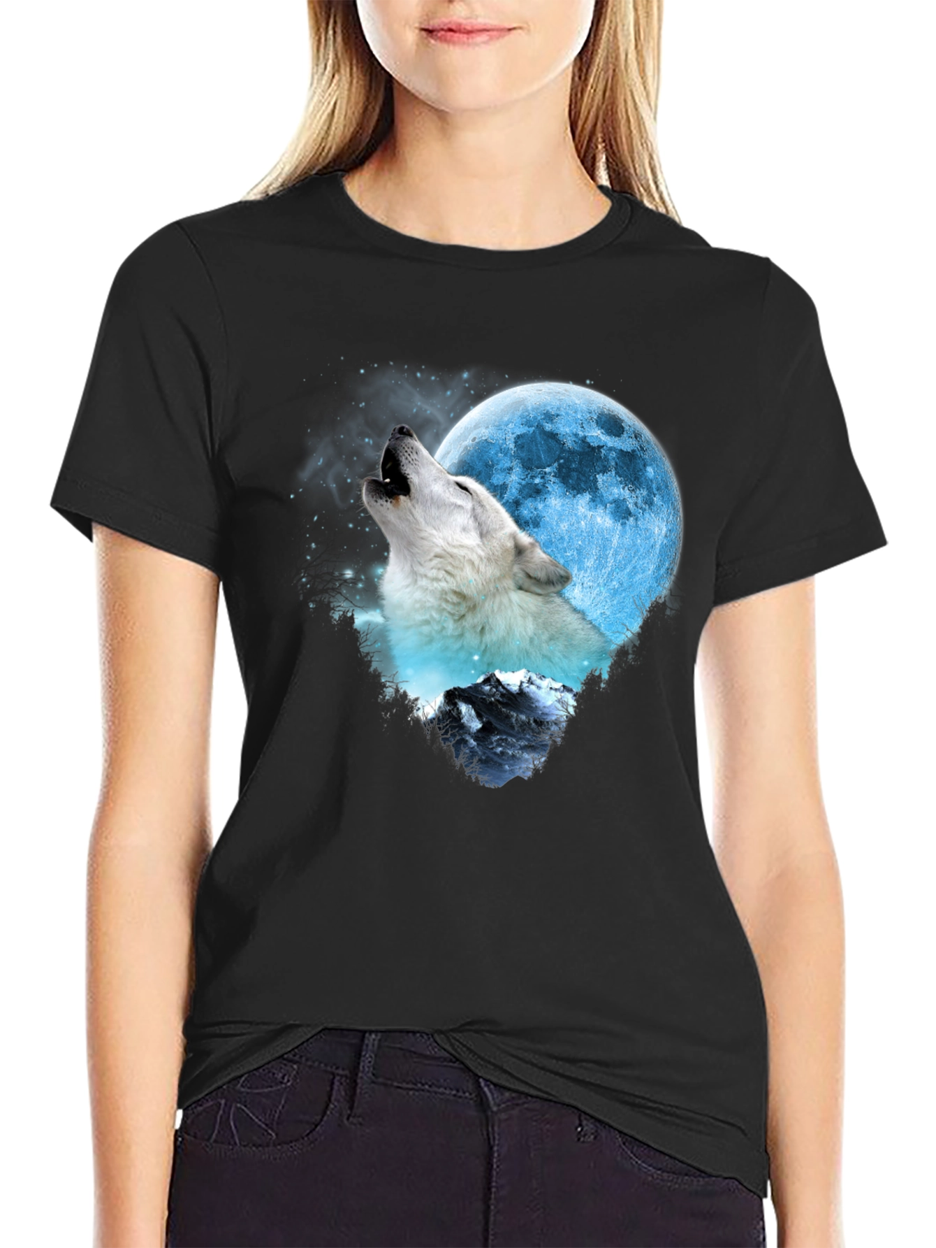 Wolf Moon Graphic Tee - Mens Black T-Shirt