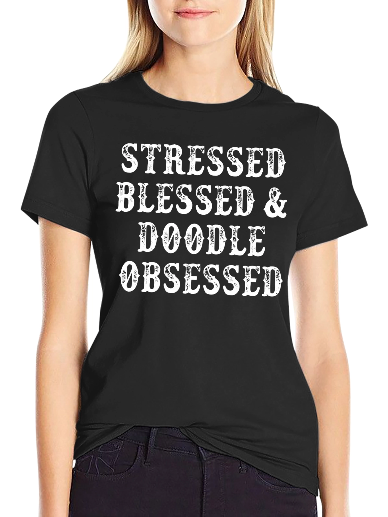 Stressed Blessed & Doodle Obsessed T-Shirt – Funny Dog Lover Tee