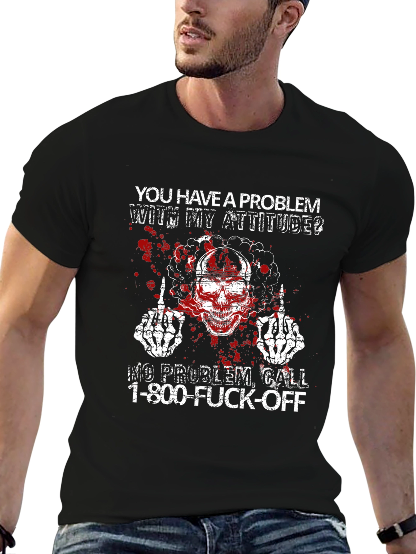 Attitude Skeleton T-Shirt - Call 1-800-F*** Off!