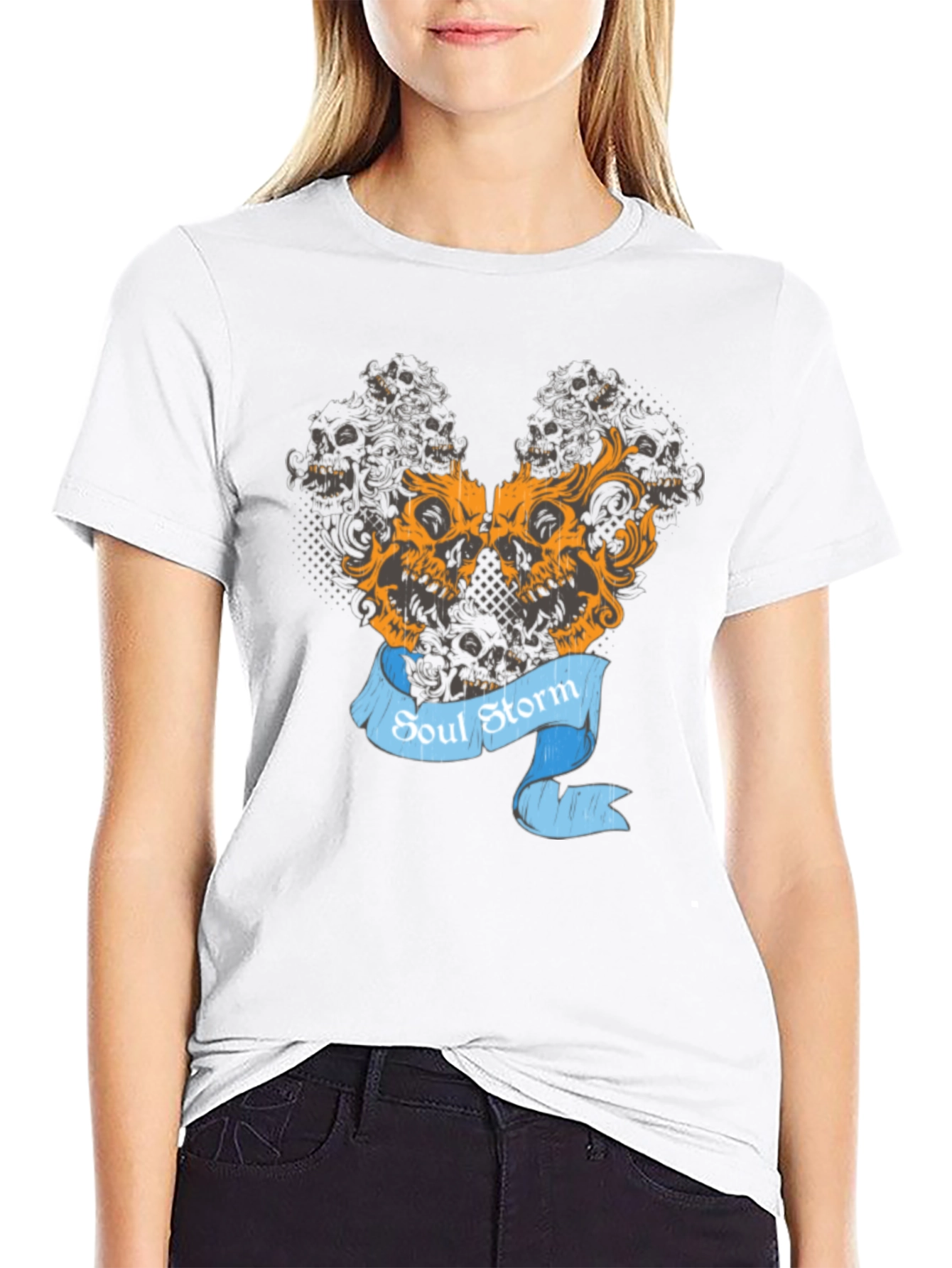 Soul Storm Skull Graphic Black T-Shirt