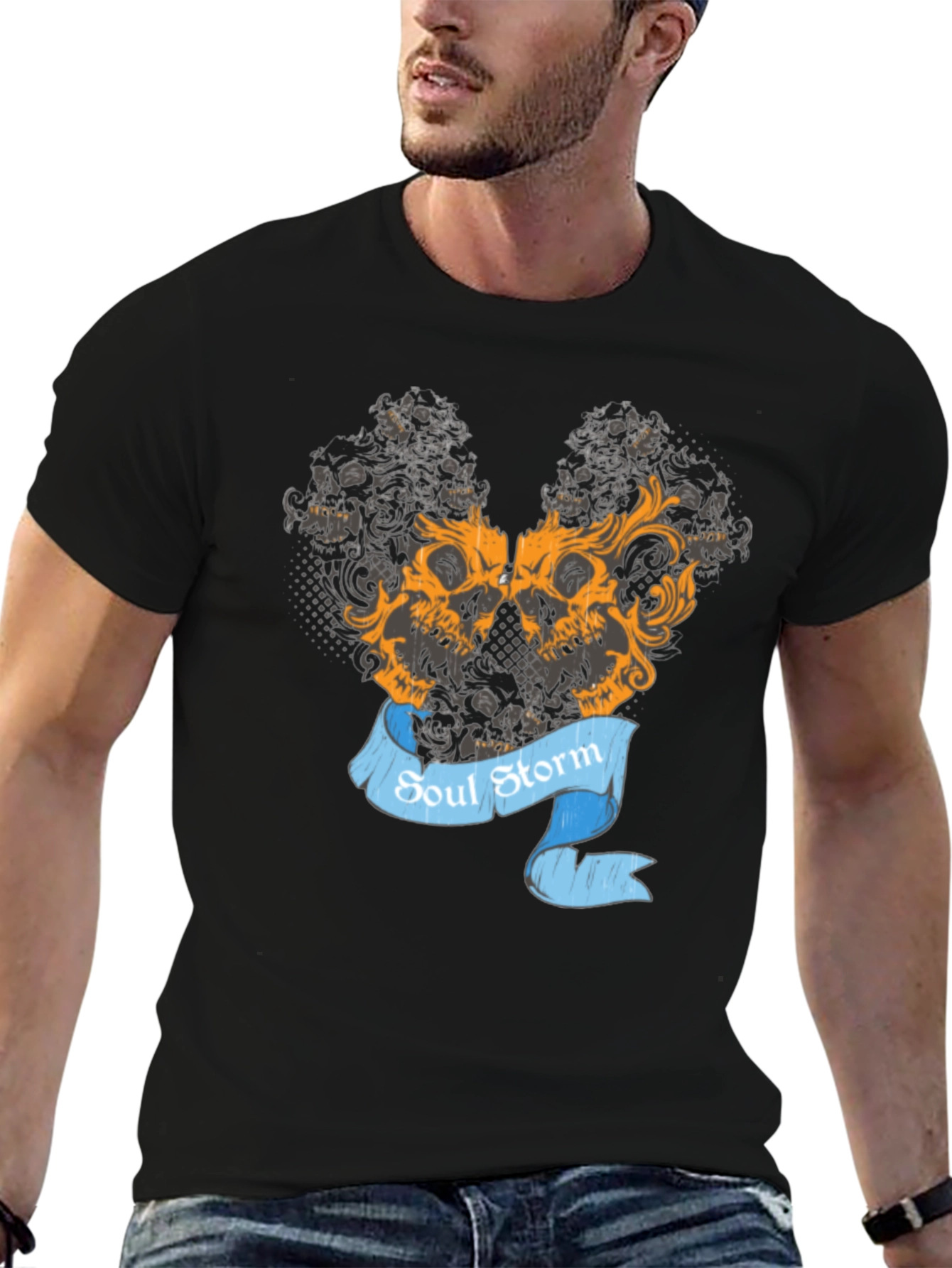 Soul Storm Skull Graphic Black T-Shirt