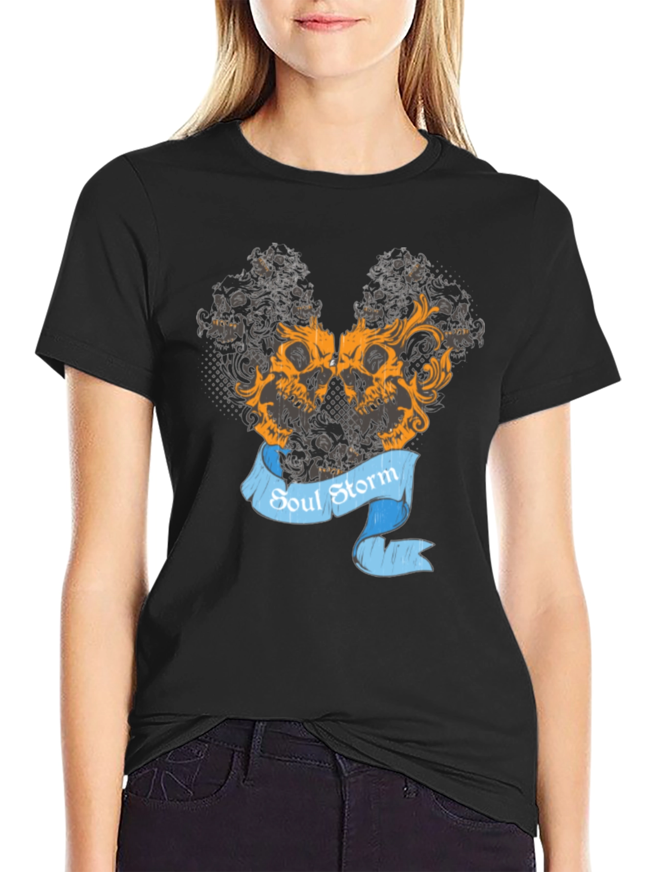 Soul Storm Skull Graphic Black T-Shirt
