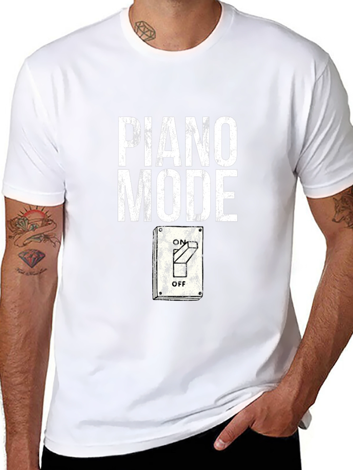 Piano Mode On/Off Graphic Tee - Music Lover T-Shirt