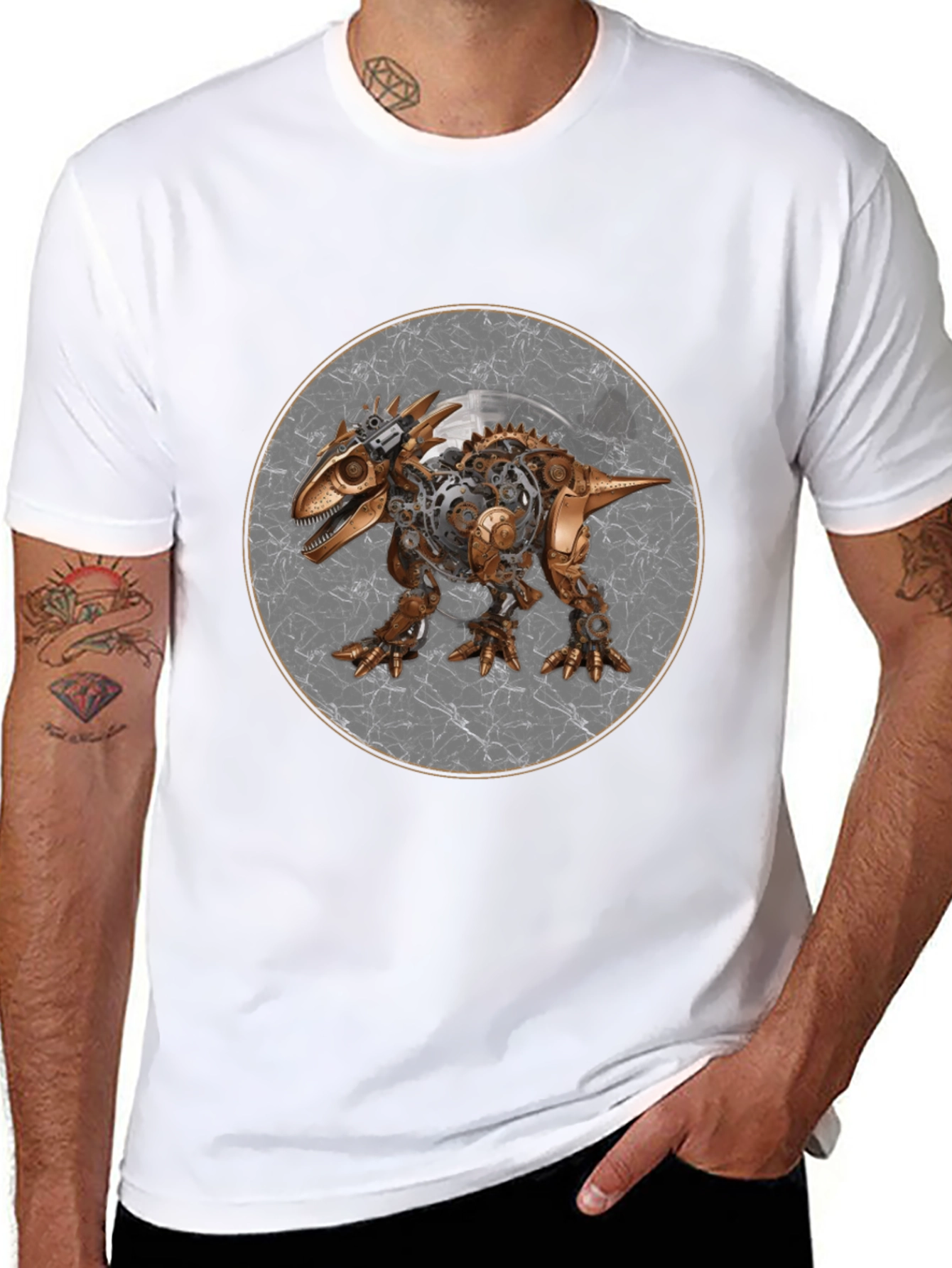 Steampunk Dinosaur Graphic Tee - Unique & Stylish!