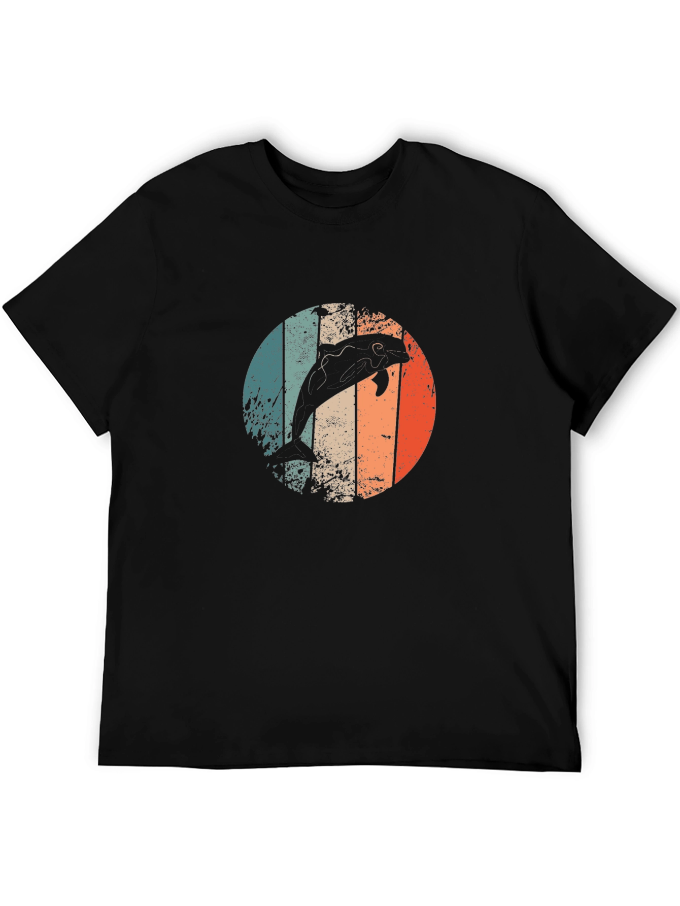 Retro Dolphin Graphic Tee - Mens Black T-Shirt