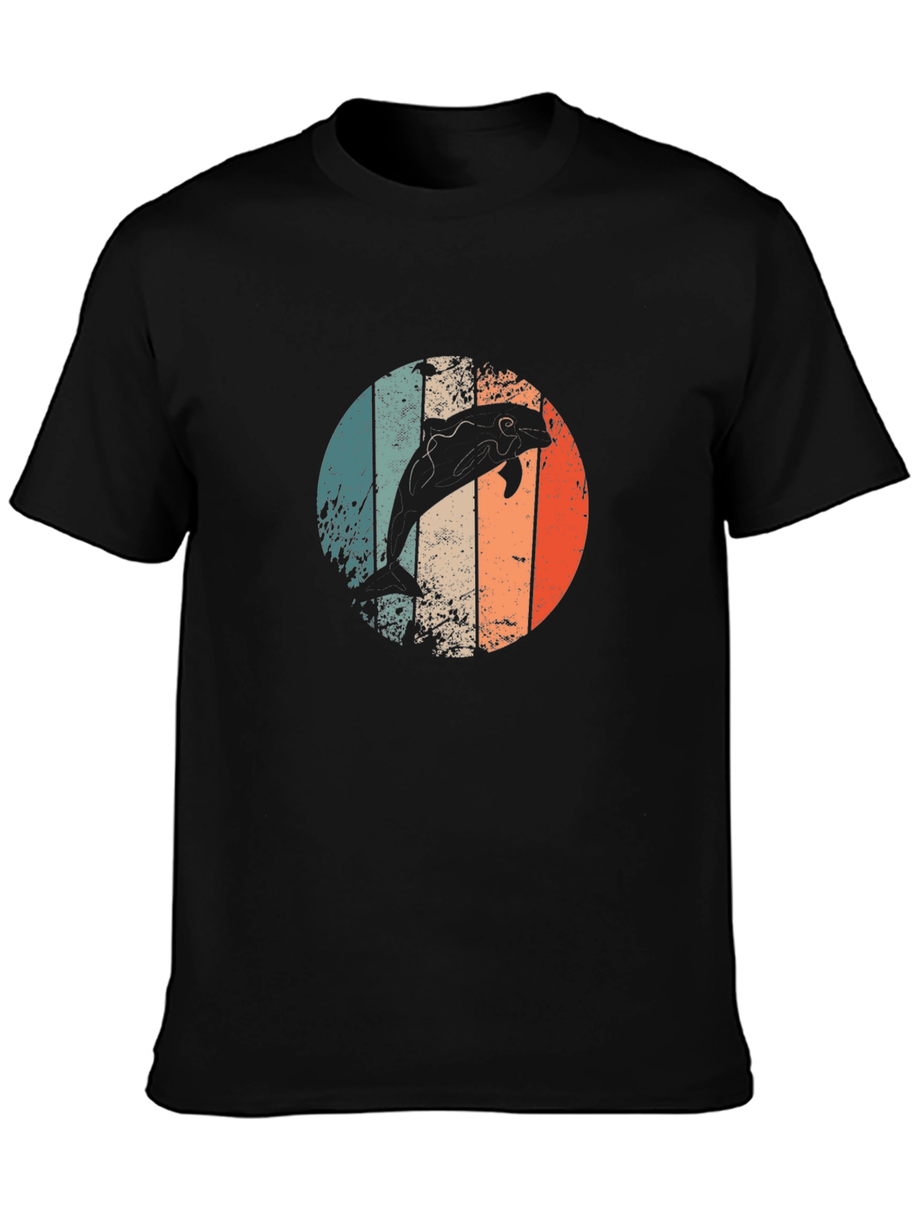 Retro Dolphin Graphic Tee - Mens Black T-Shirt