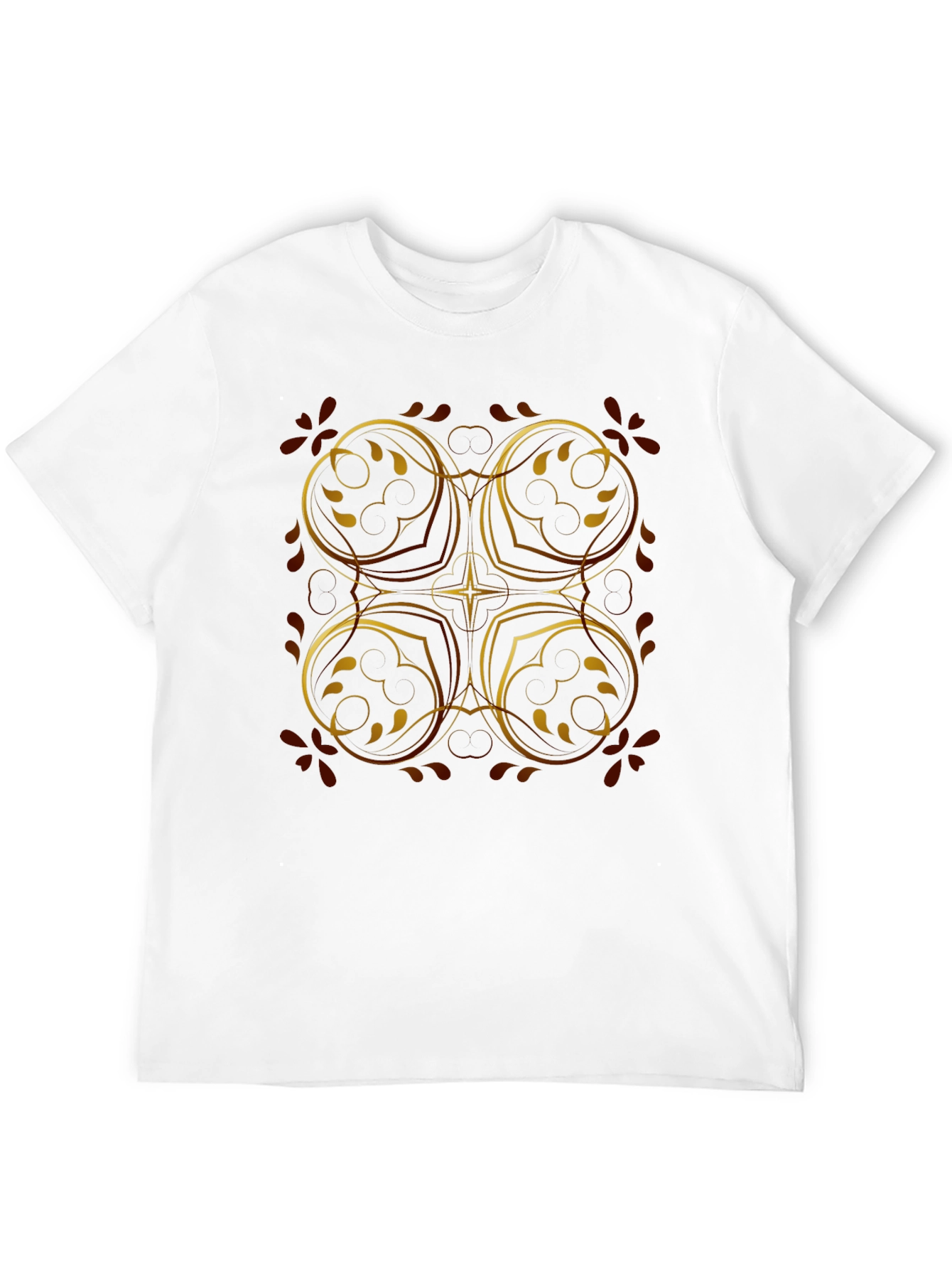 Elegant Black T-Shirt with Golden Floral Design
