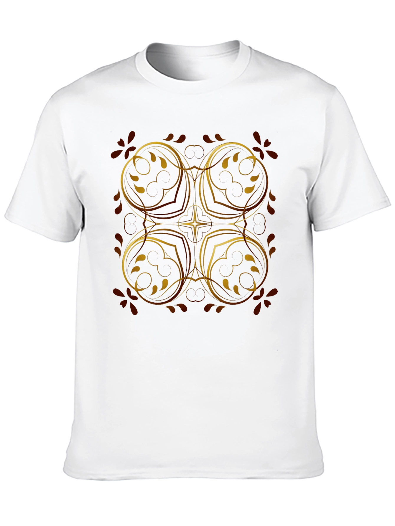 Elegant Black T-Shirt with Golden Floral Design