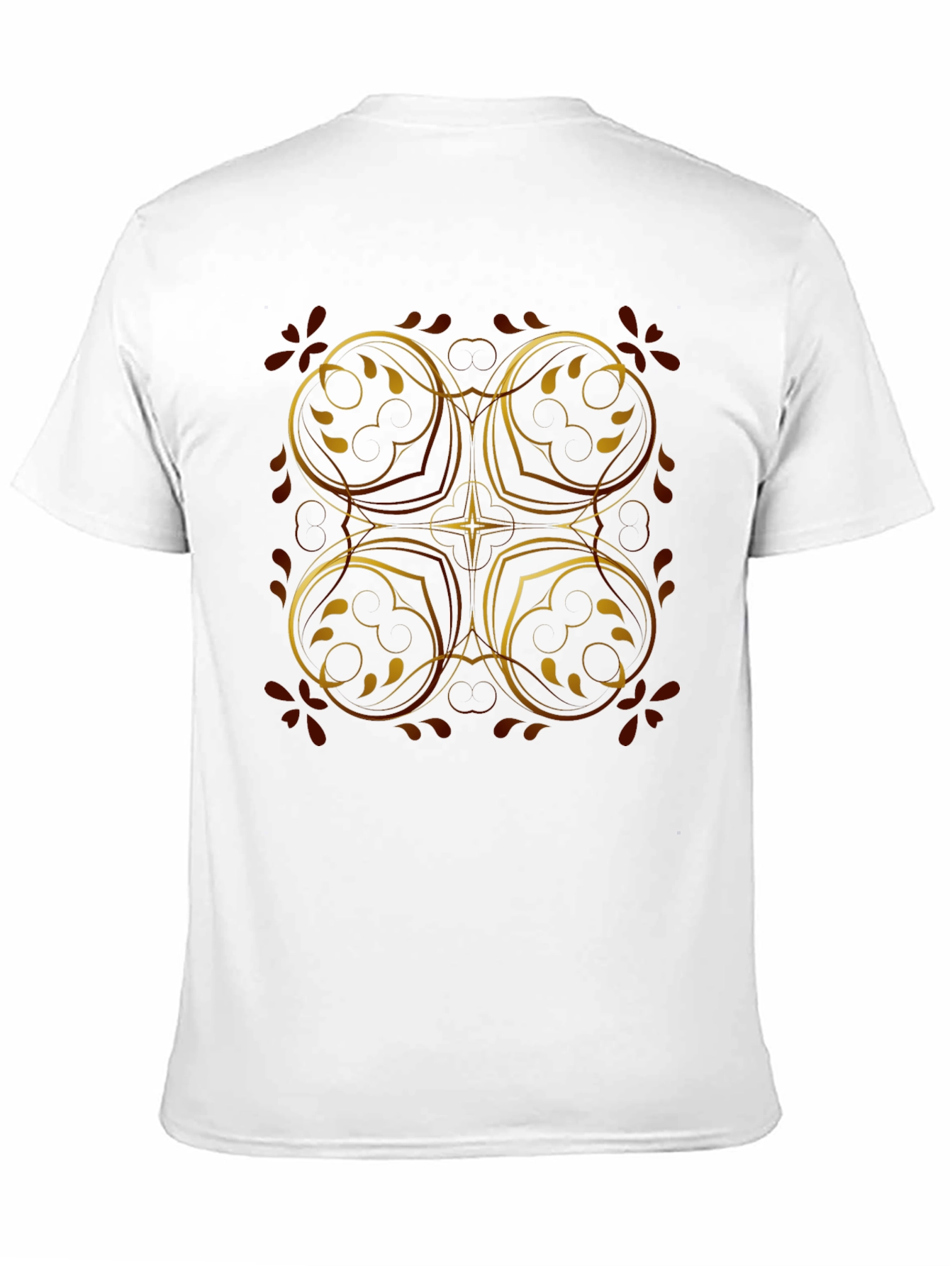 Elegant Black T-Shirt with Golden Floral Design