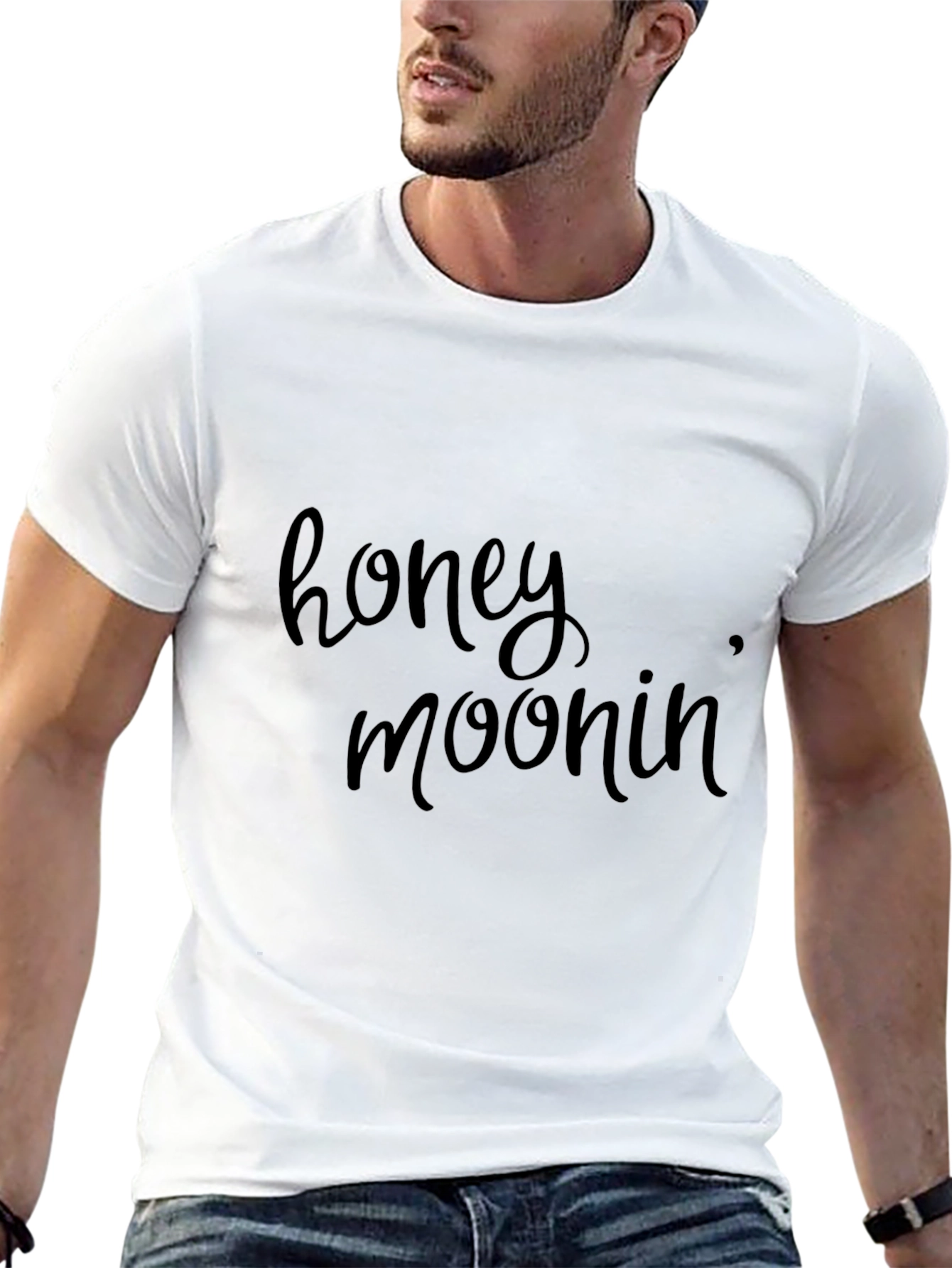 Honeymoonin Black Graphic Tee - Relaxed Fit