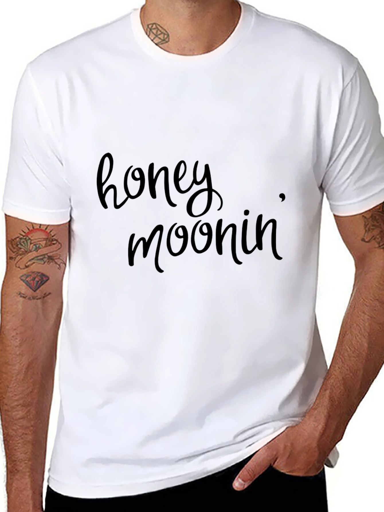 Honeymoonin Black Graphic Tee - Relaxed Fit