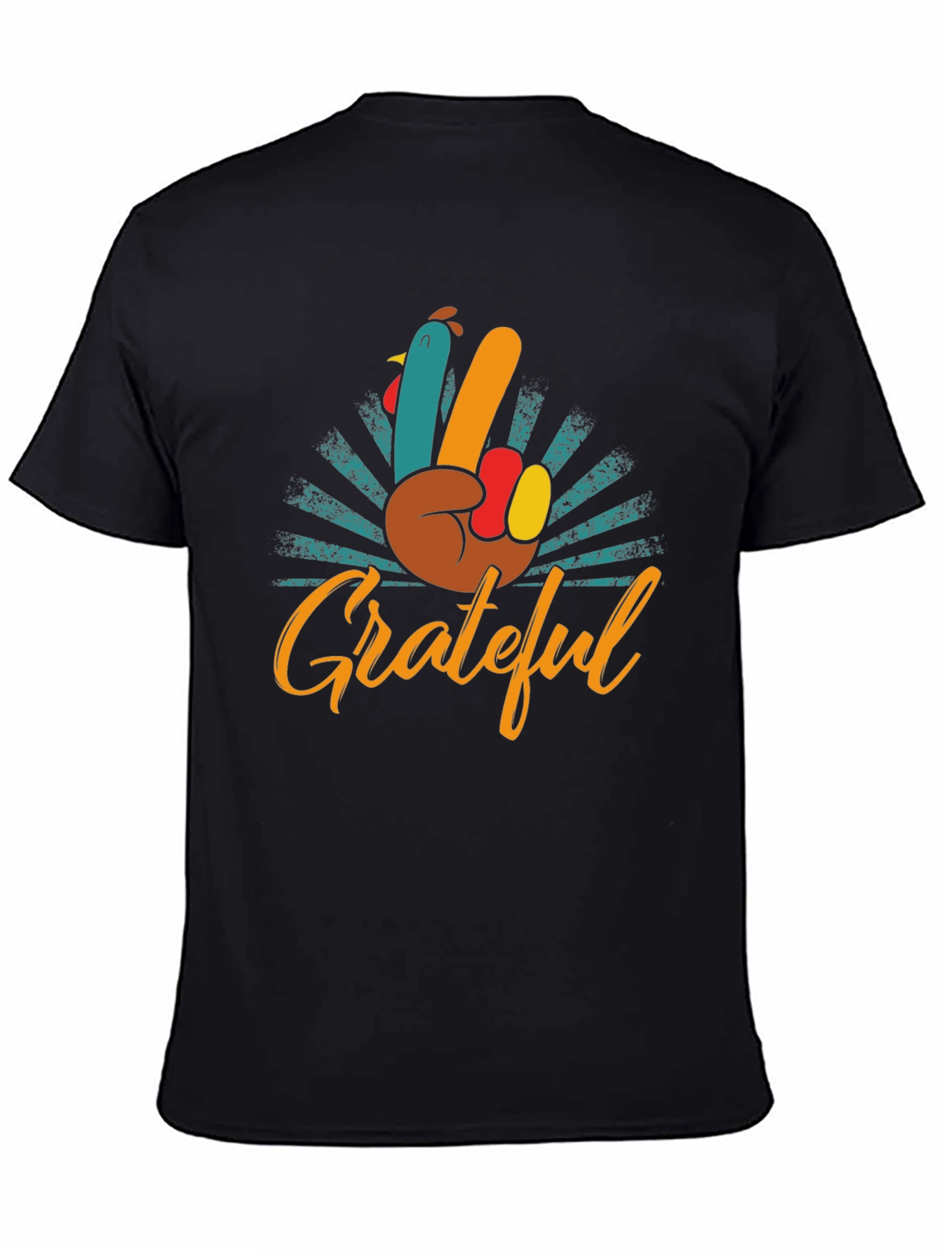 Grateful Turkey Hand Peace Sign T-Shirt