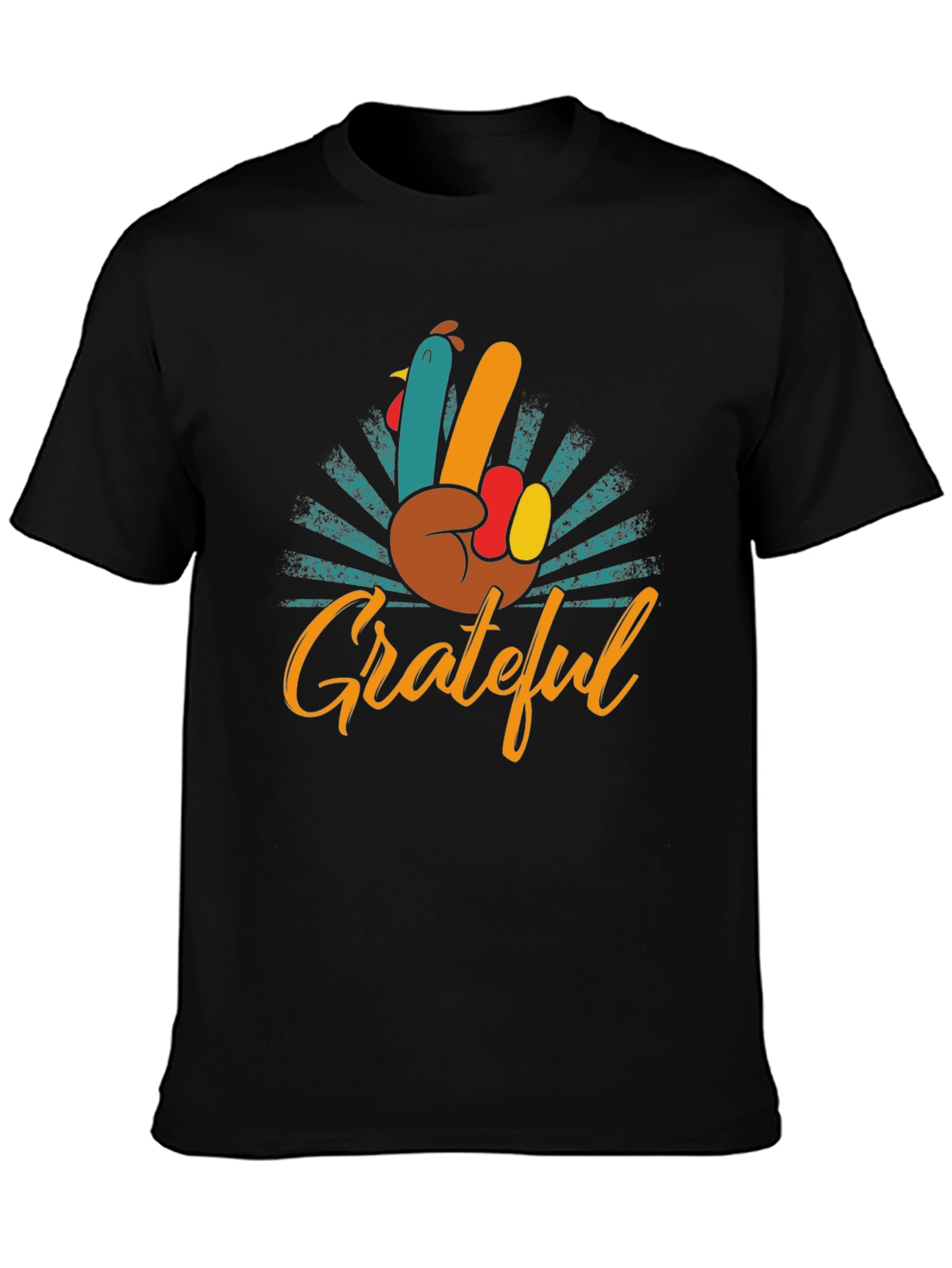 Grateful Turkey Hand Peace Sign T-Shirt