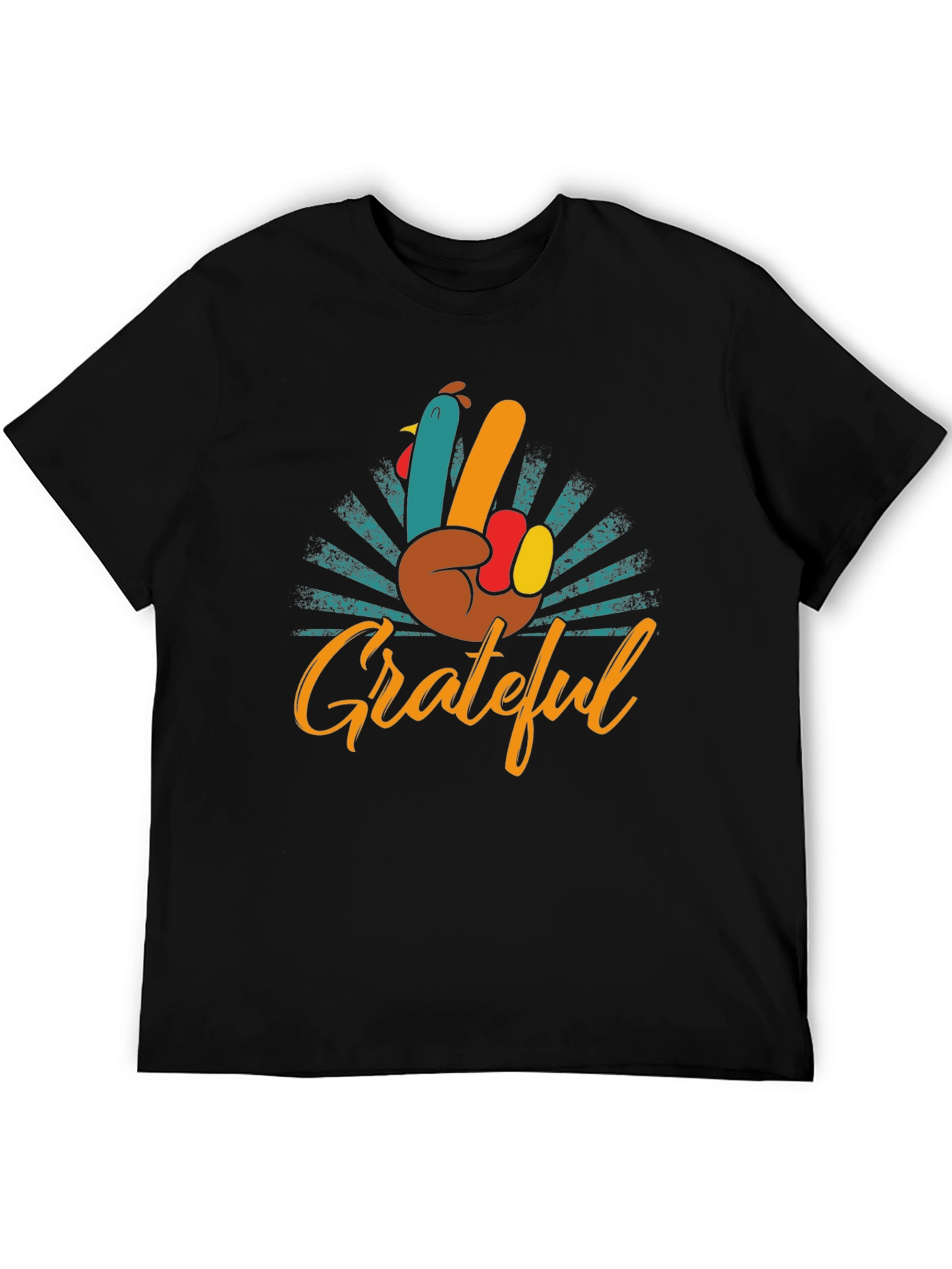 Grateful Turkey Hand Peace Sign T-Shirt