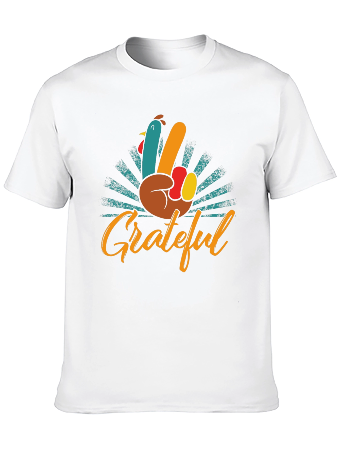Grateful Turkey Hand Peace Sign T-Shirt