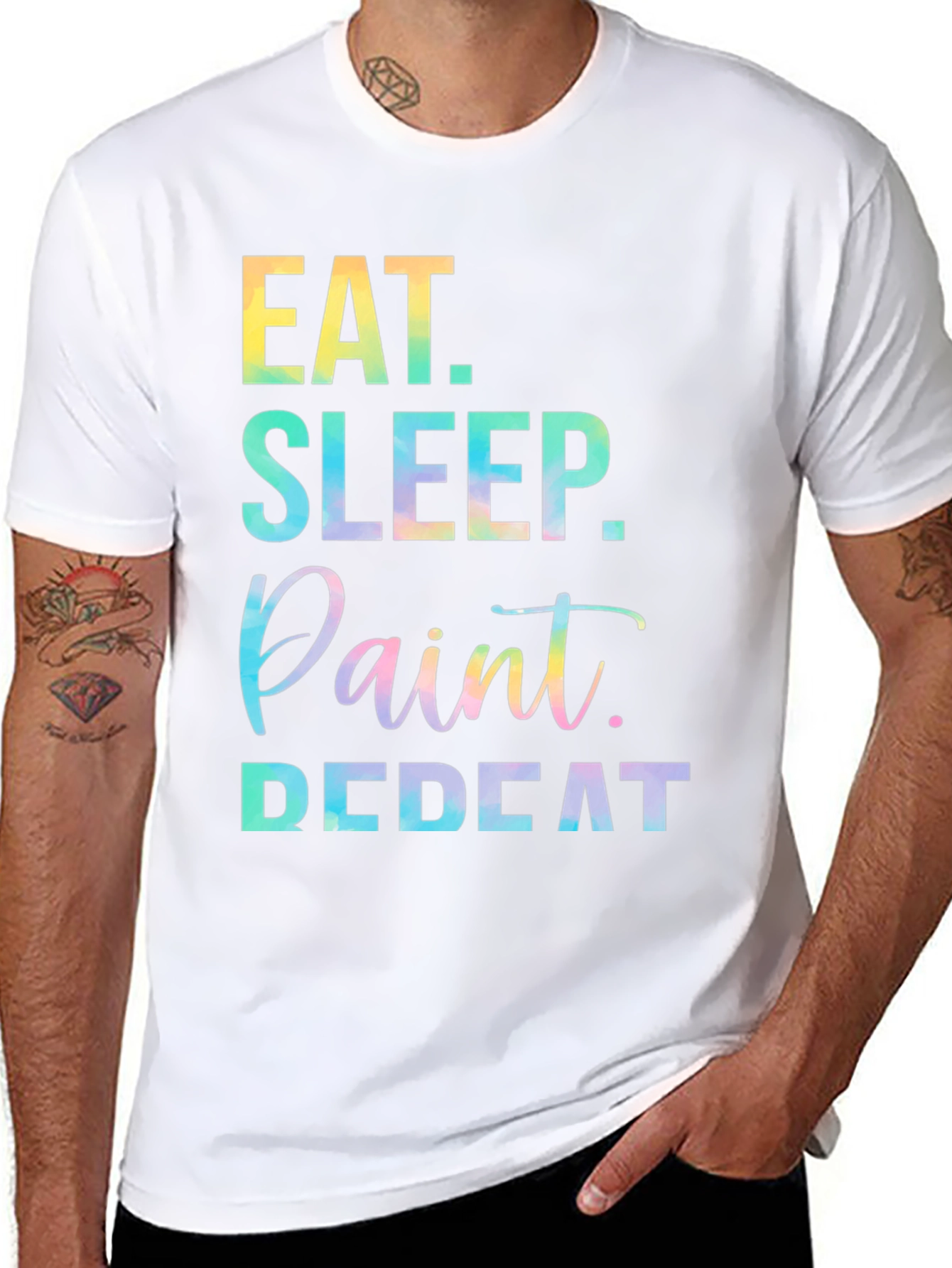 Eat Sleep Paint Repeat Black Graphic Tee