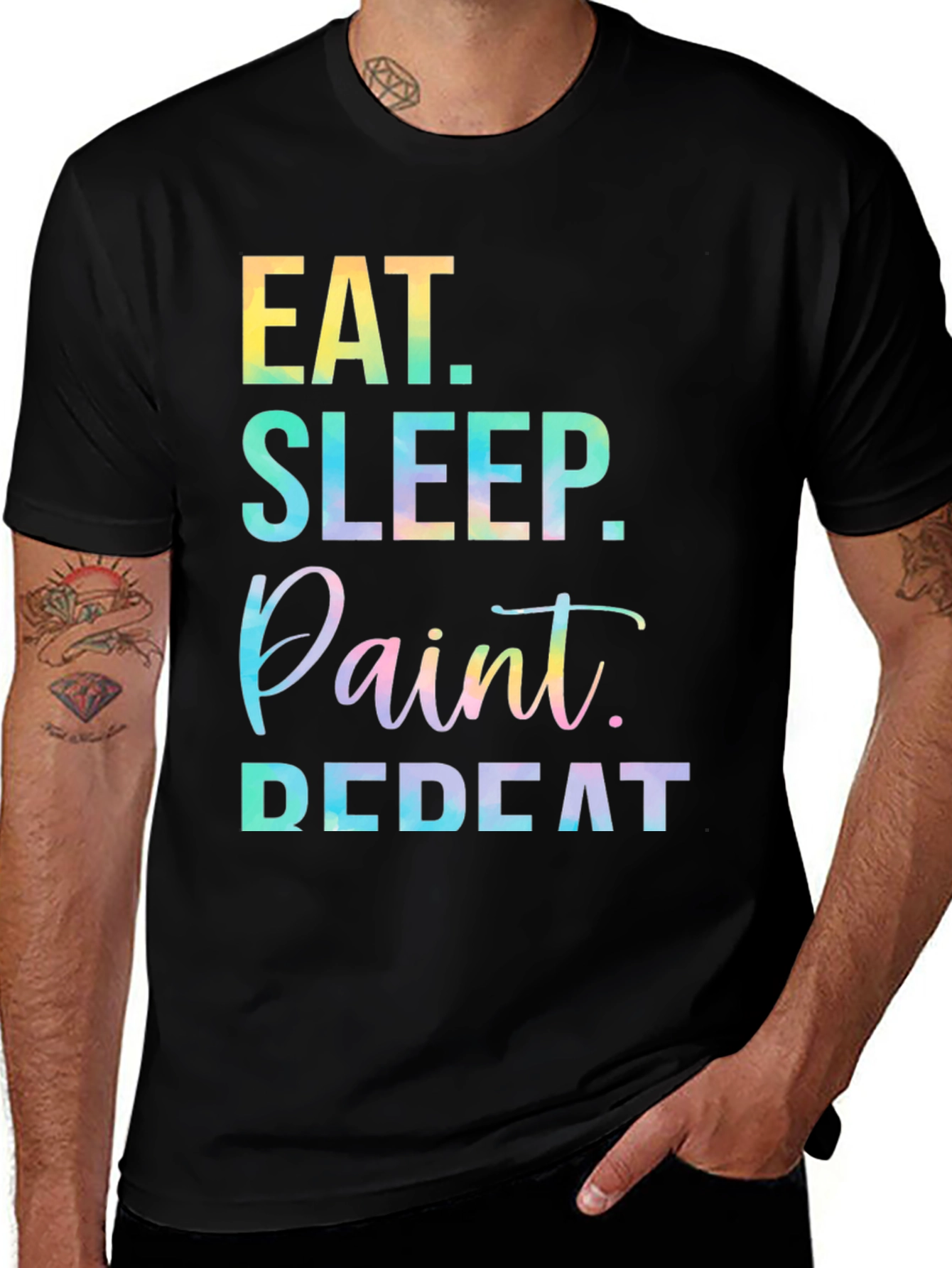 Eat Sleep Paint Repeat Black Graphic Tee